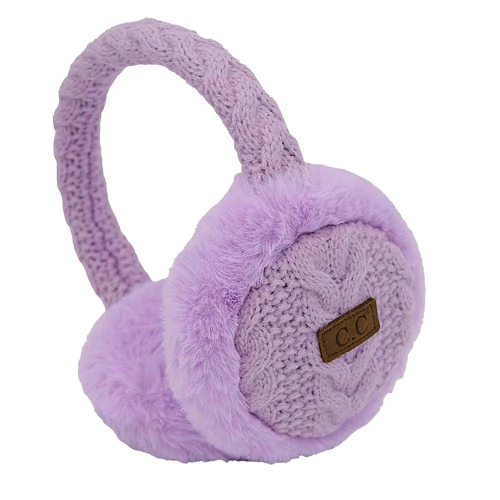 C.C Cable Knit Faux Fur Earmuff