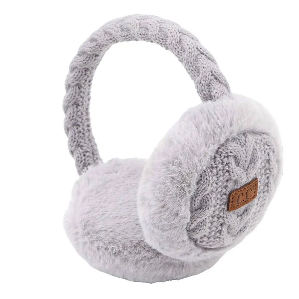 C.C Cable Knit Faux Fur Earmuff