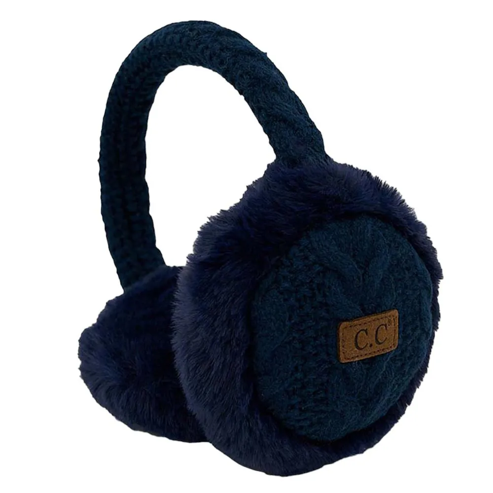 C.C Cable Knit Faux Fur Earmuff