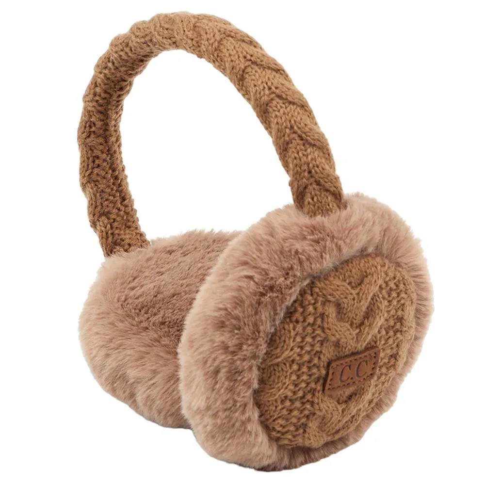 C.C Cable Knit Faux Fur Earmuff