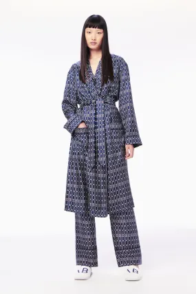 Chain Print Robe in Navy