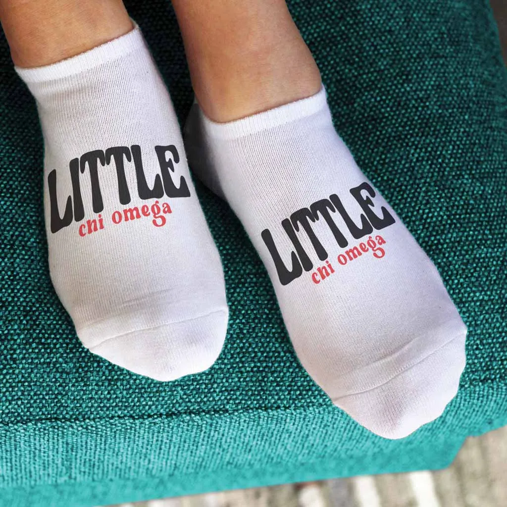 Chi Omega No Show Socks for Bigs and Littles