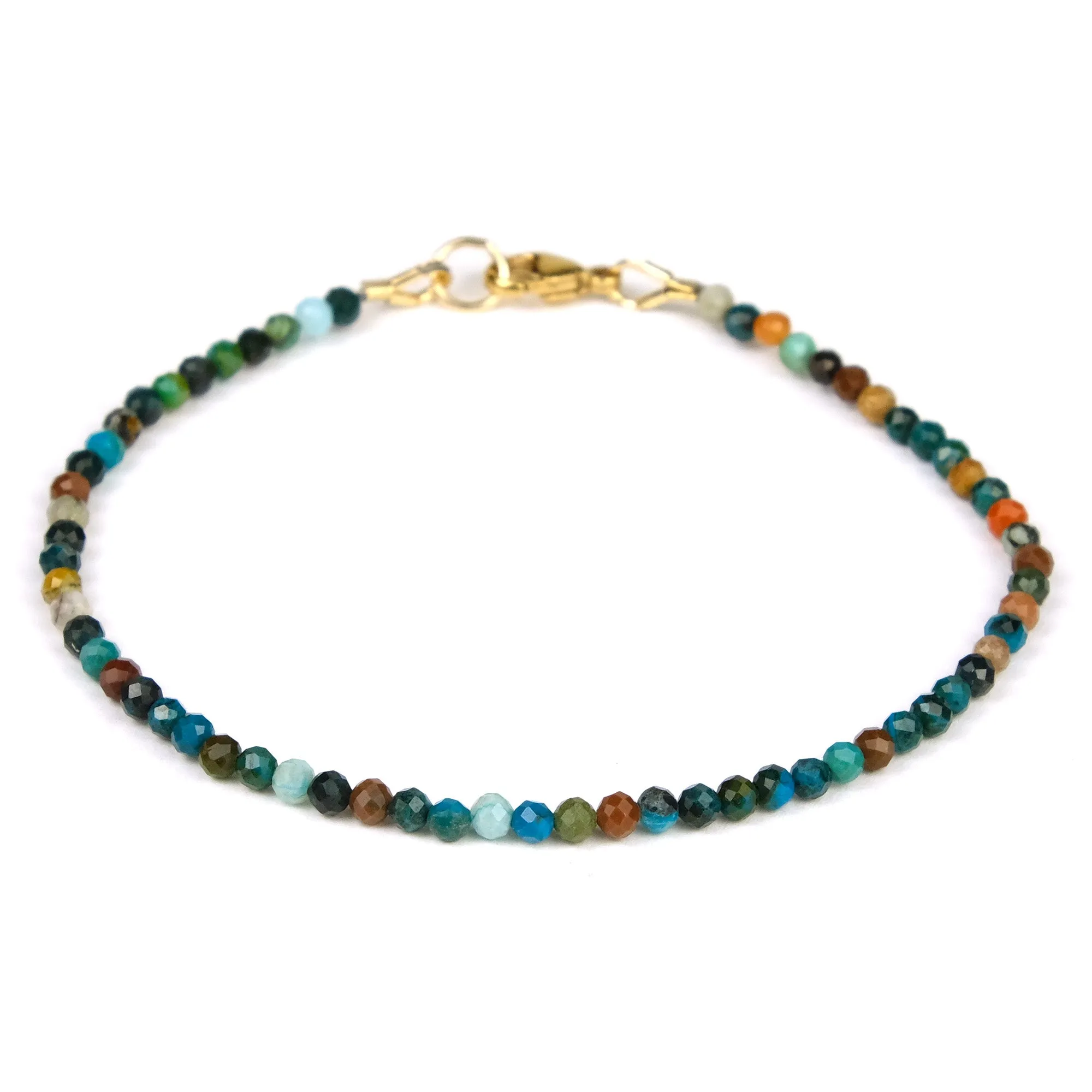 Chrysocolla 2.5mm Faceted Round Bracelet with Gold Filled Trigger Clasp