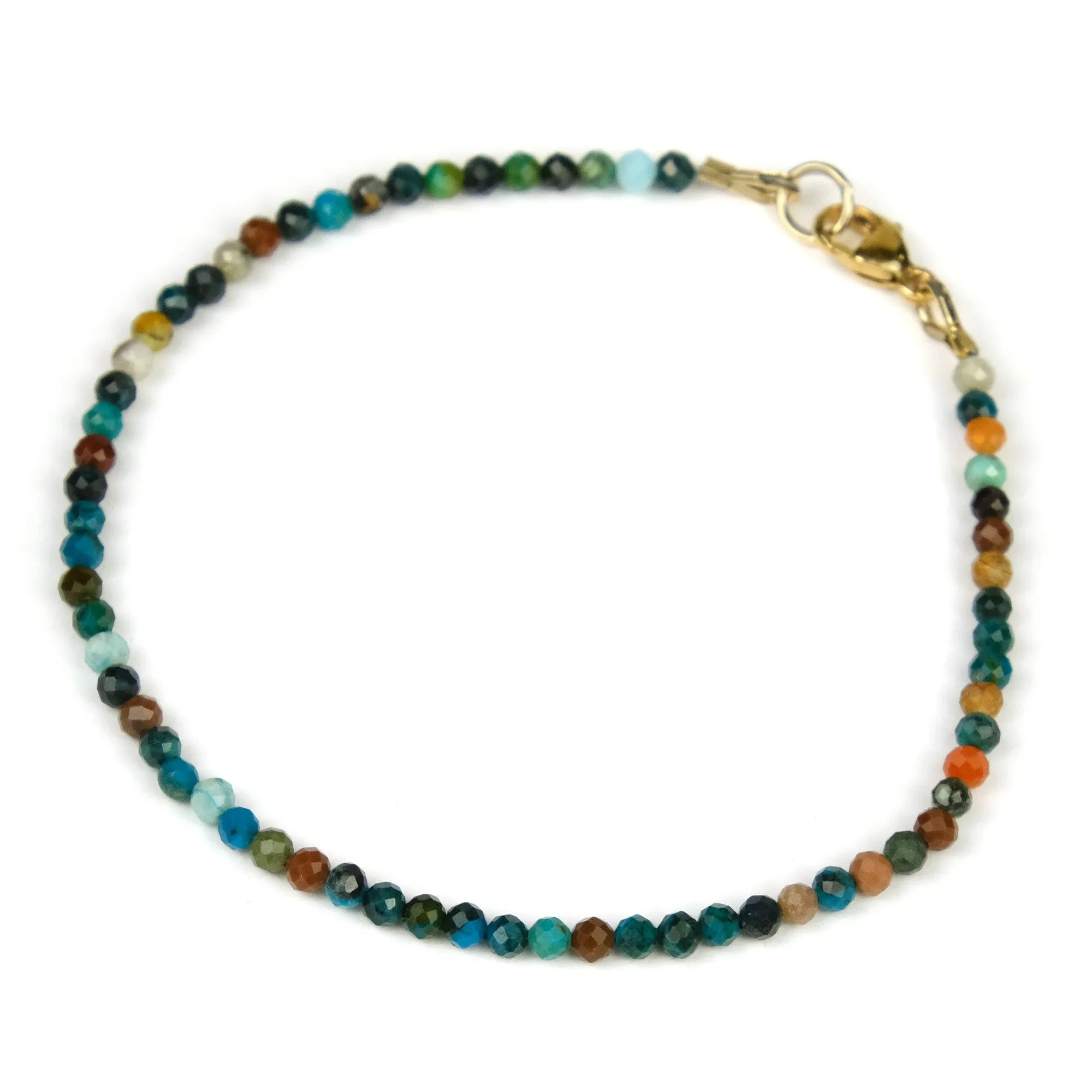 Chrysocolla 2.5mm Faceted Round Bracelet with Gold Filled Trigger Clasp