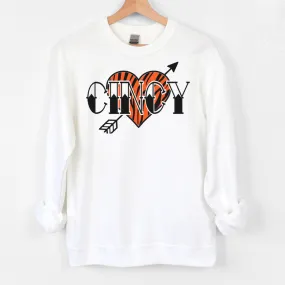 Cincy Heart and Arrow on White Pullover