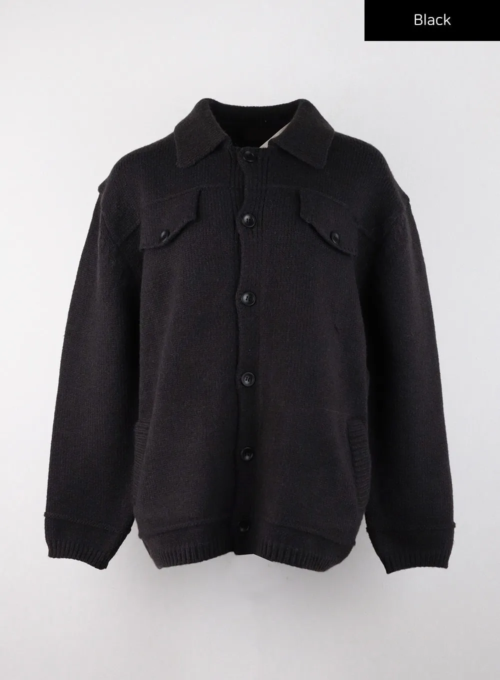 Collar Button Knit Unisex Cardigan CD328