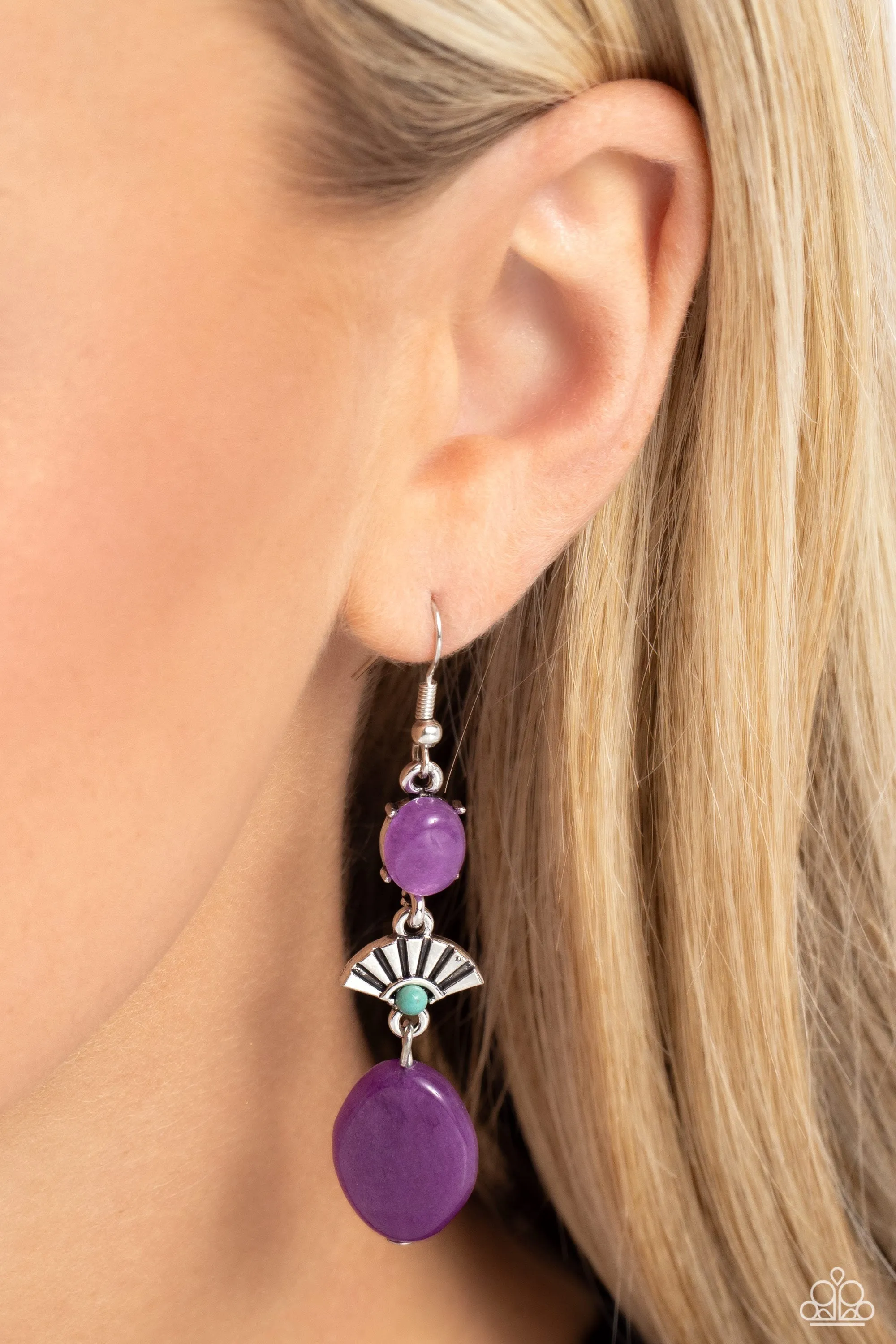 Creative Cascade Purple Amethyst Stone Earrings - Paparazzi Accessories