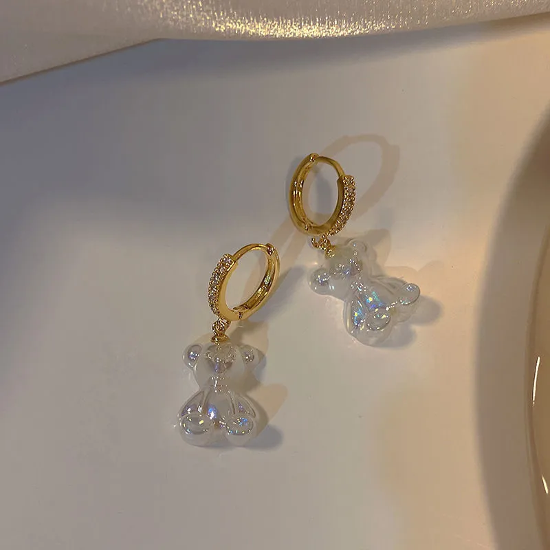 Crystal bear earrings