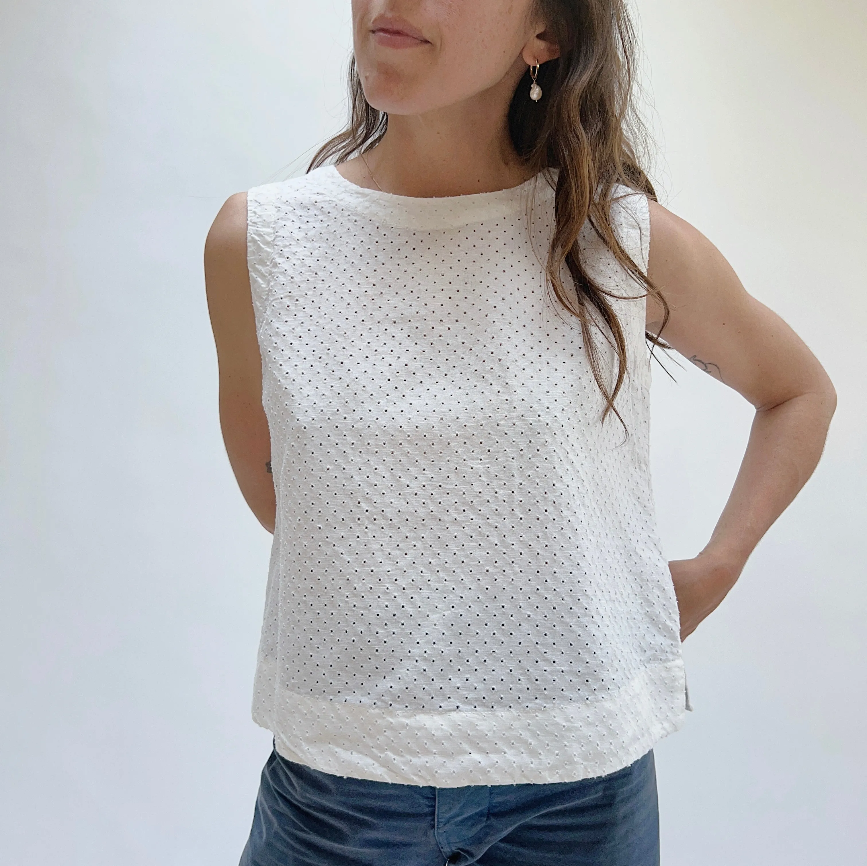 Cut Loose | Boxy Pinhole Tank in White