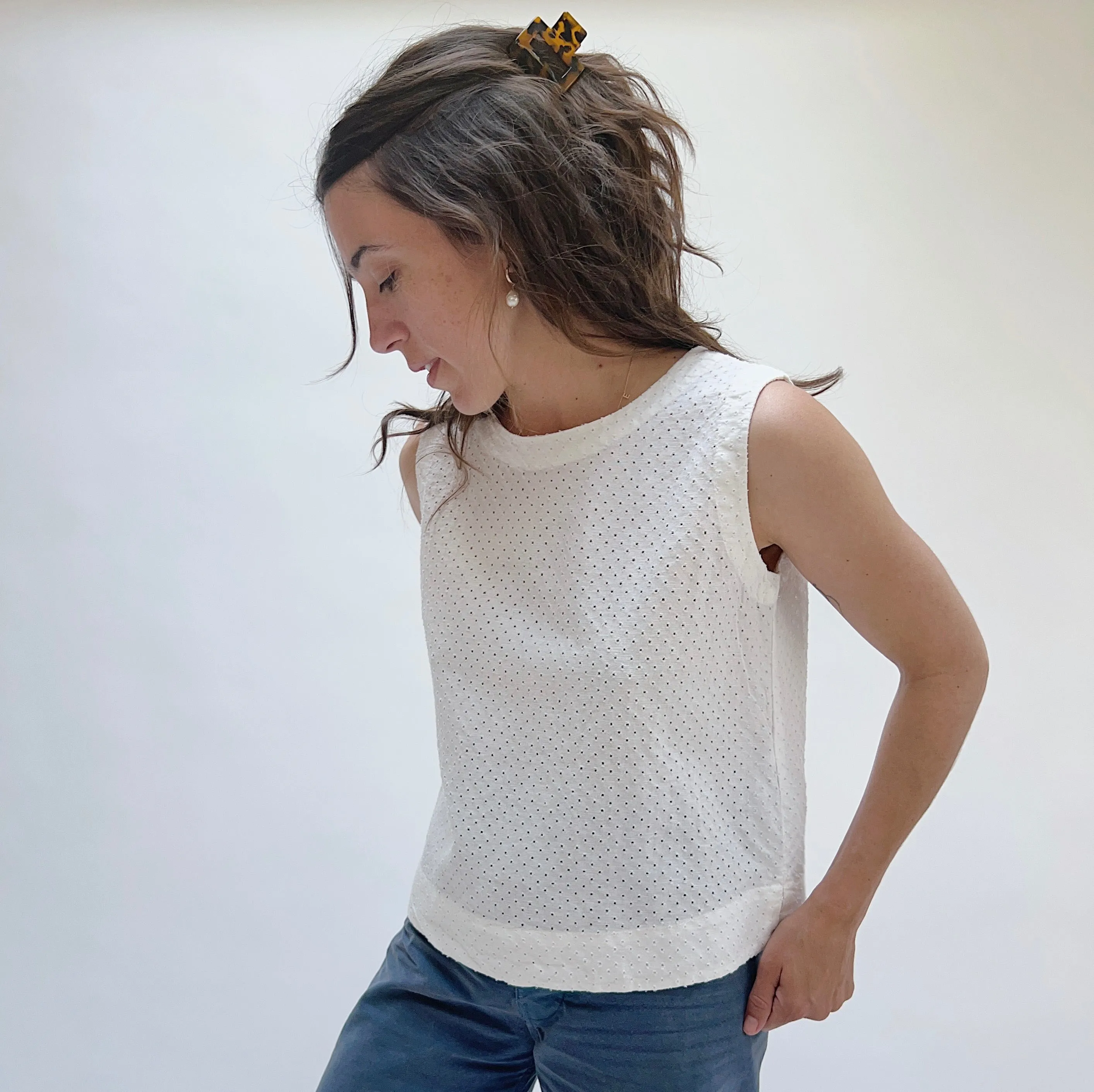 Cut Loose | Boxy Pinhole Tank in White