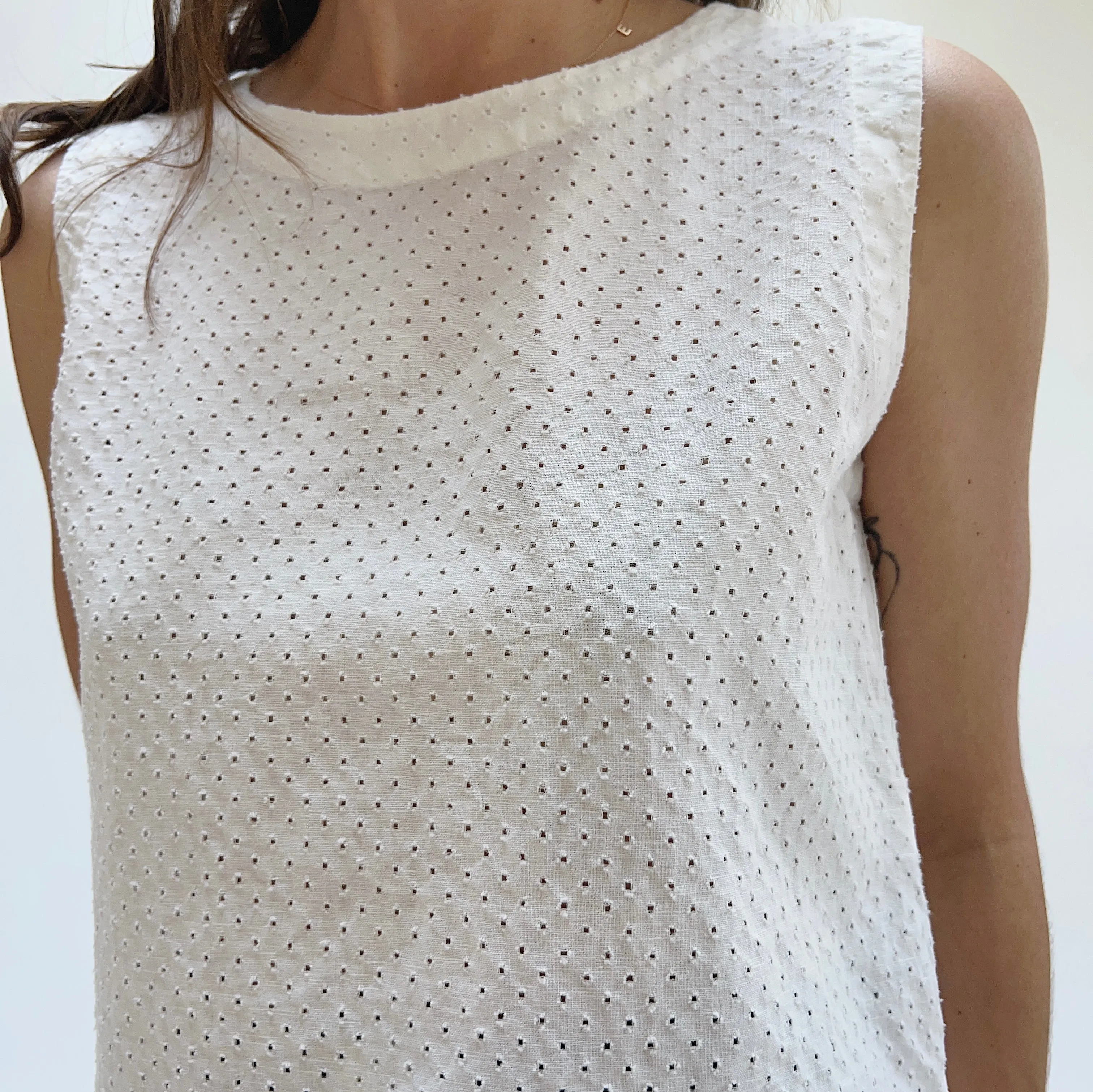 Cut Loose | Boxy Pinhole Tank in White