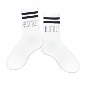 Delta Phi Epsilon Sorority Socks for your Big and Little with Greek Letters on Striped Cotton Crew Socks