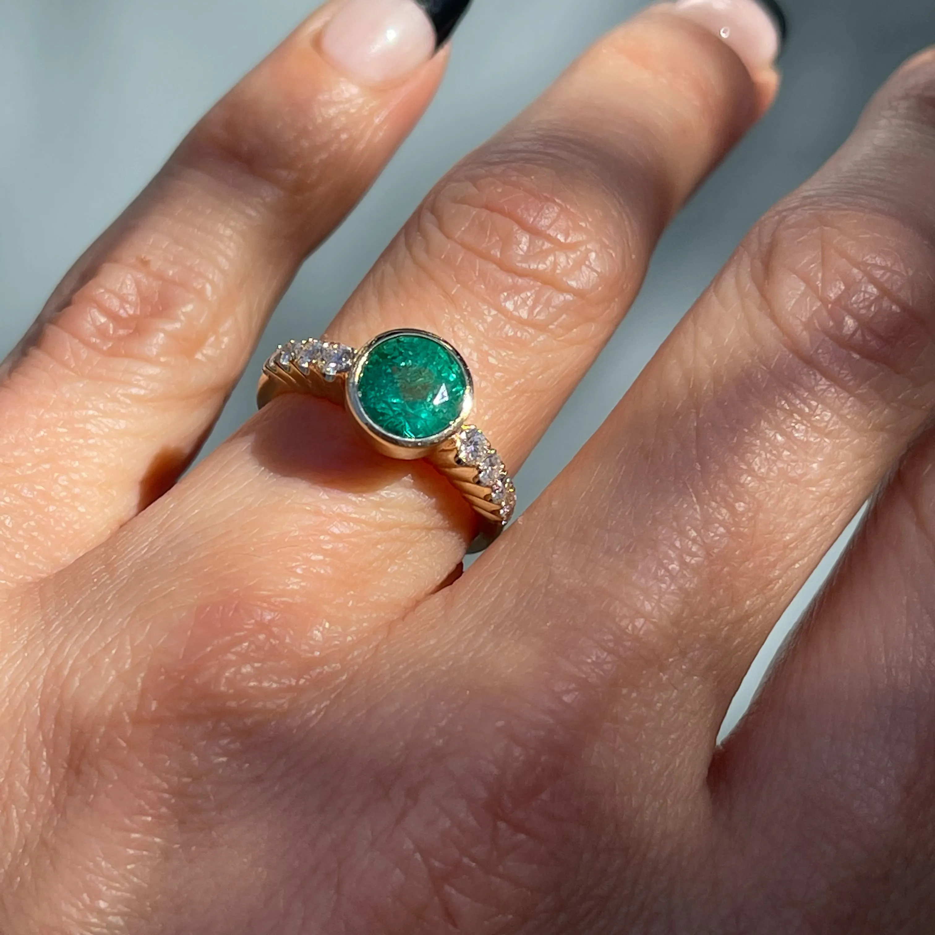 Denouement Emerald and Diamond Ring