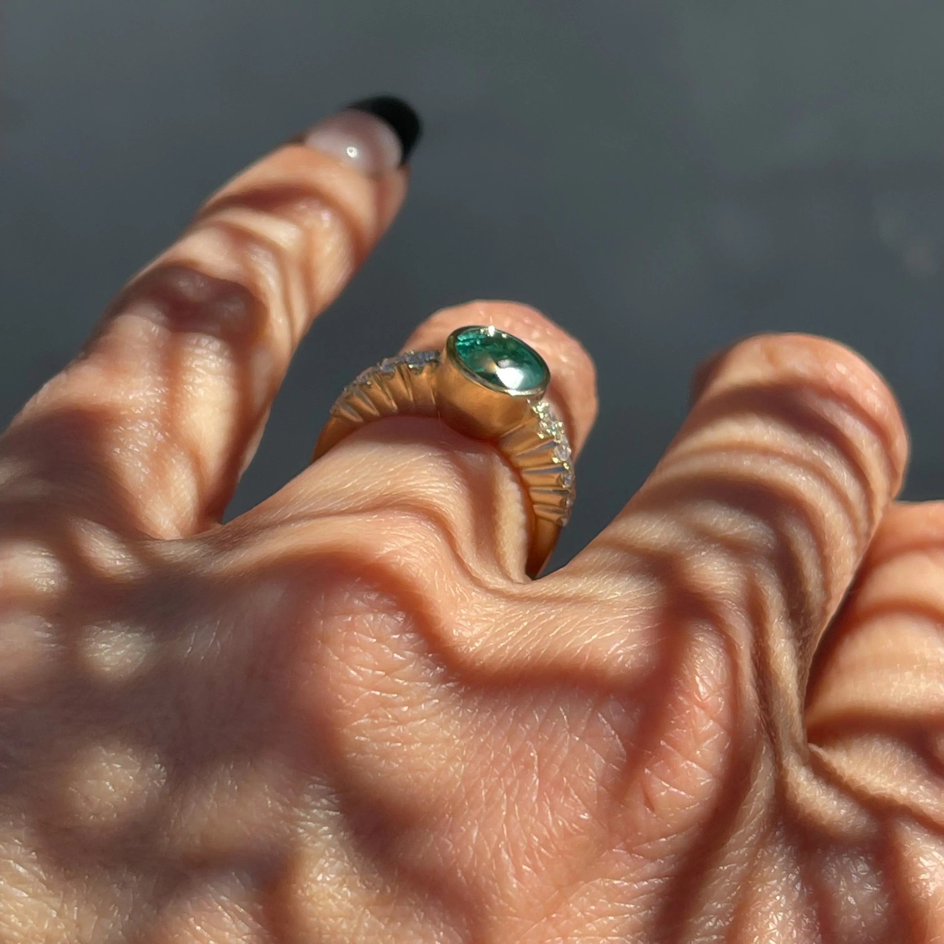 Denouement Emerald and Diamond Ring