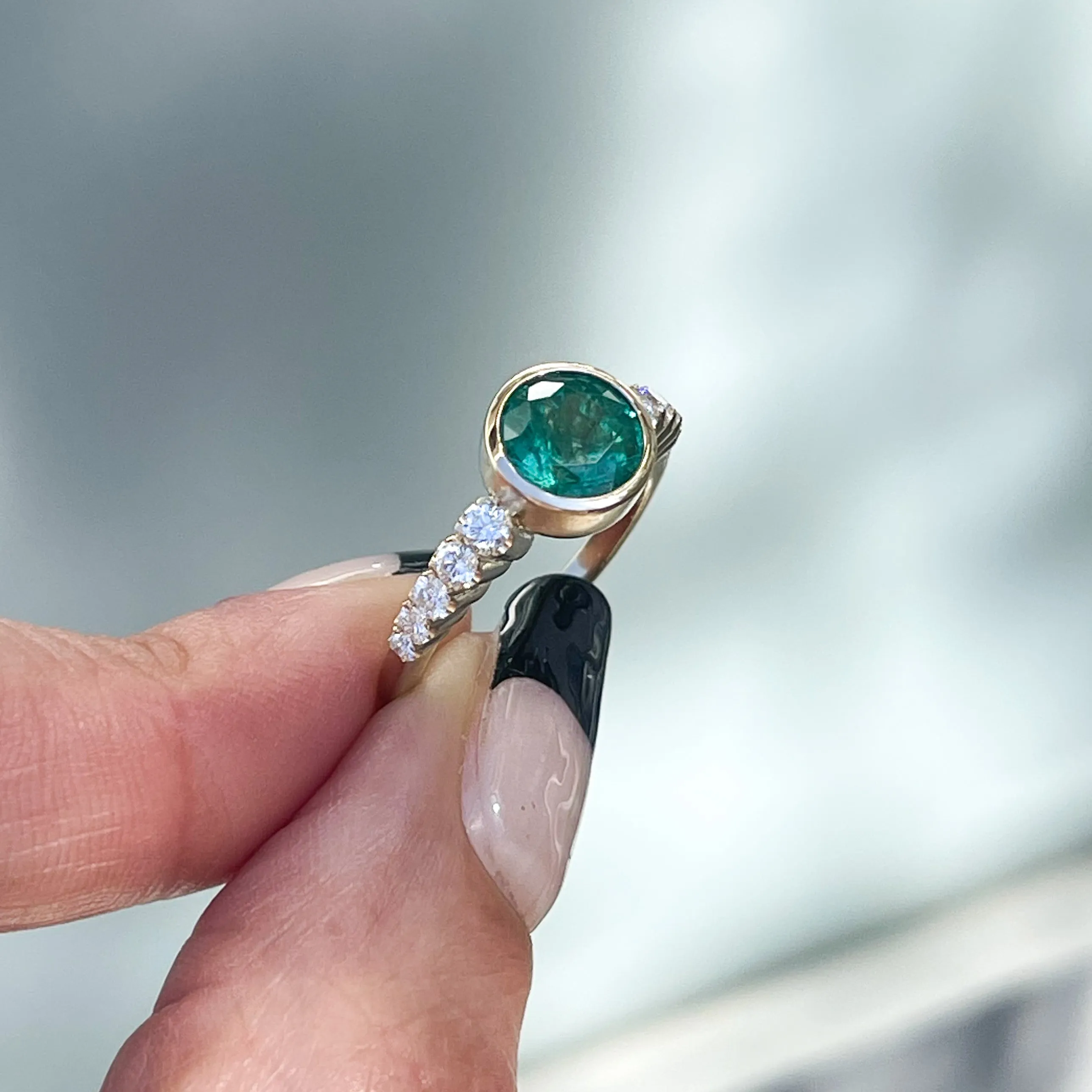 Denouement Emerald and Diamond Ring