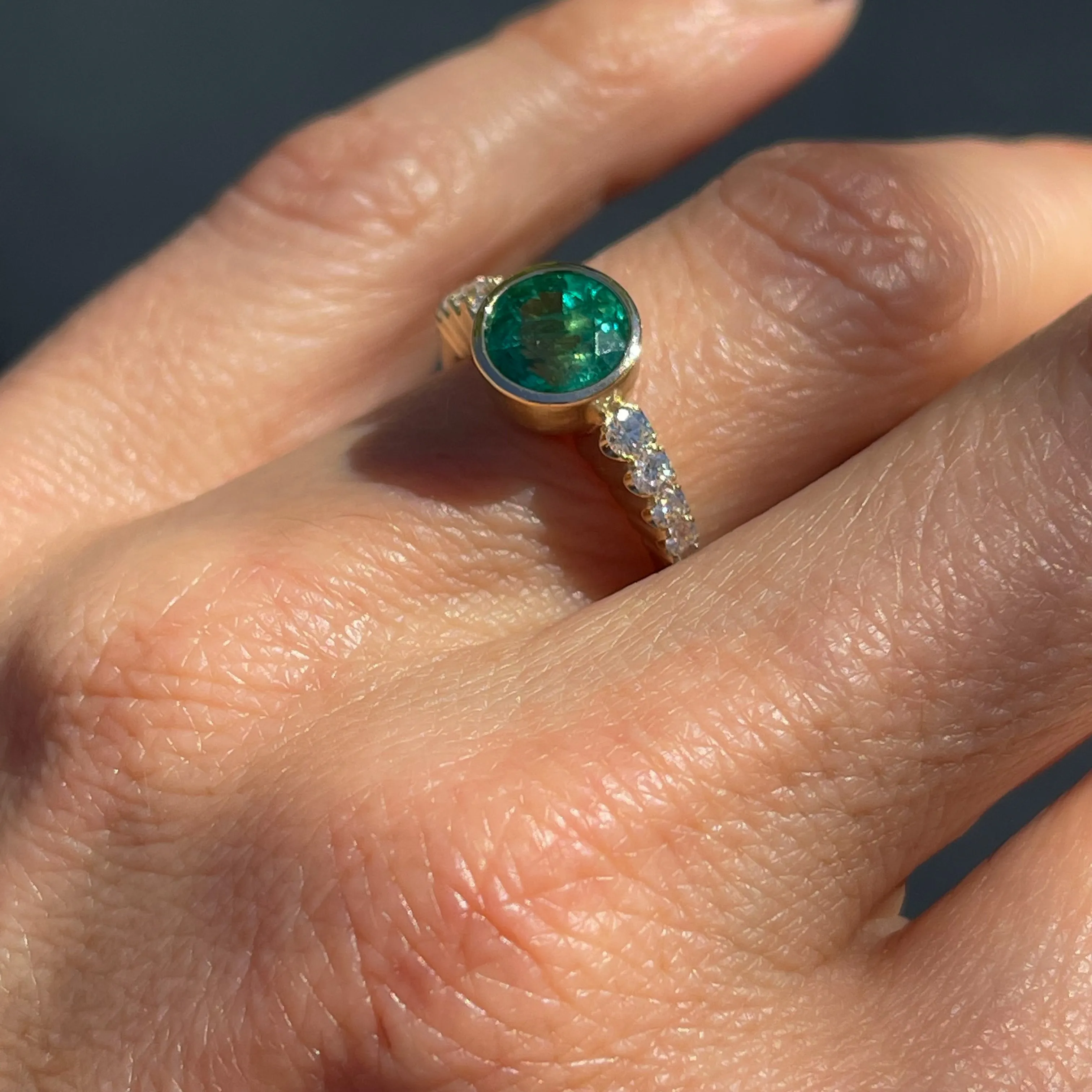 Denouement Emerald and Diamond Ring