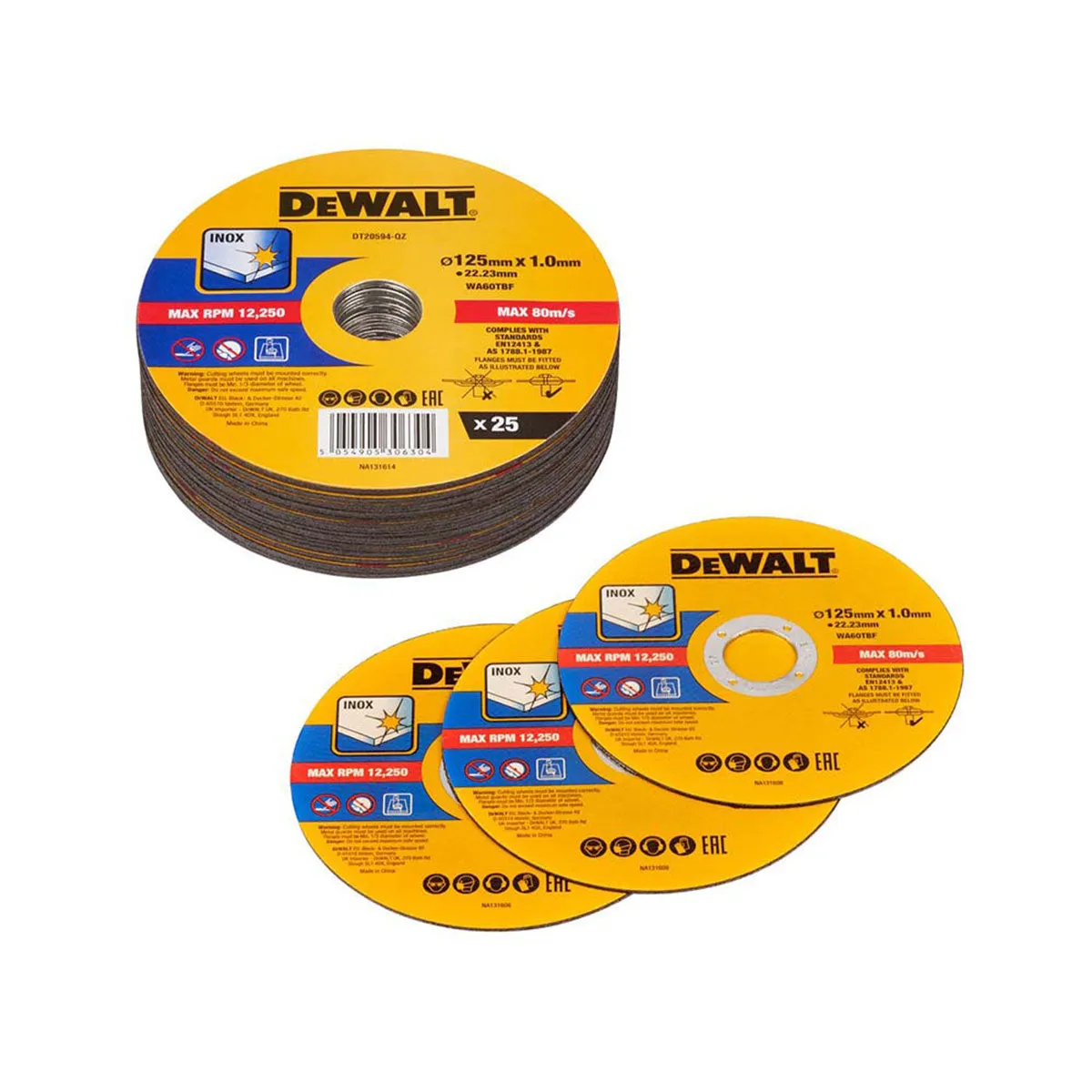 Dewalt 125mm Metal Bonded Thin Cutting Discs Pack of 25 DT20594-QZ