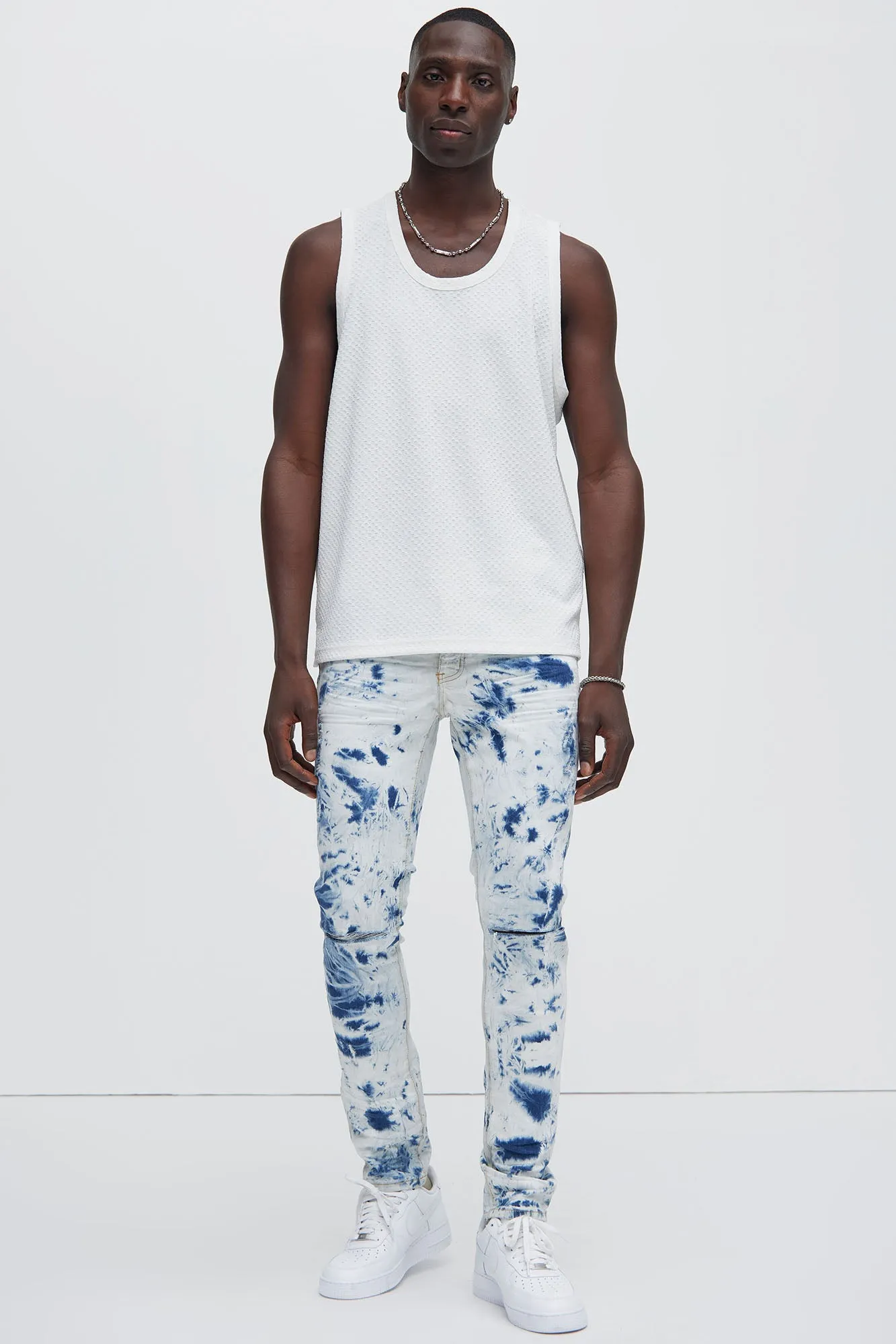 Drop It Bleached Stacked Skinny Jeans - Bleach Blue Wash