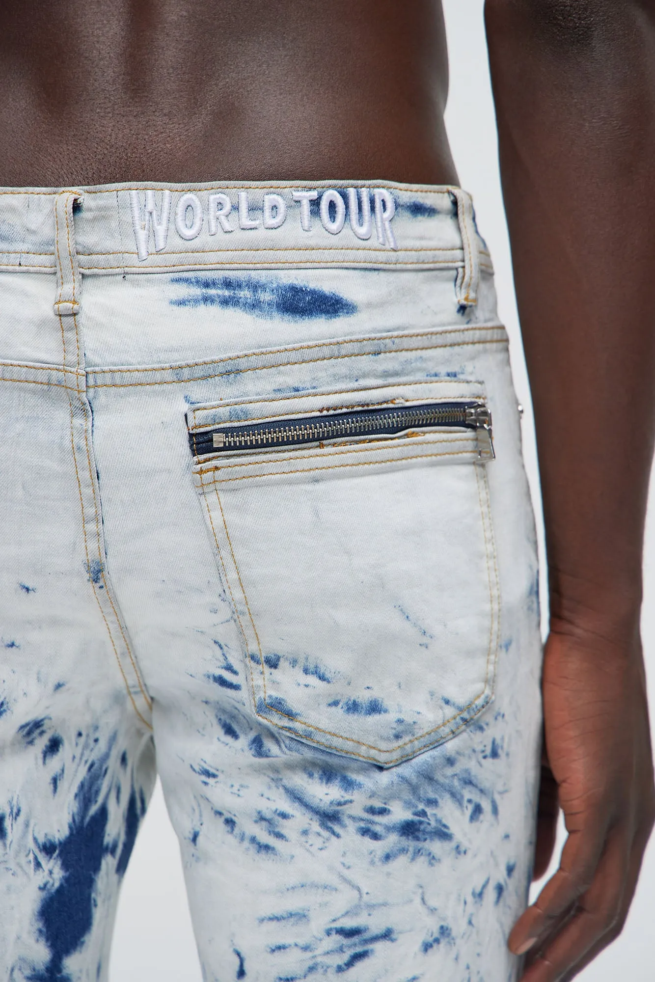 Drop It Bleached Stacked Skinny Jeans - Bleach Blue Wash