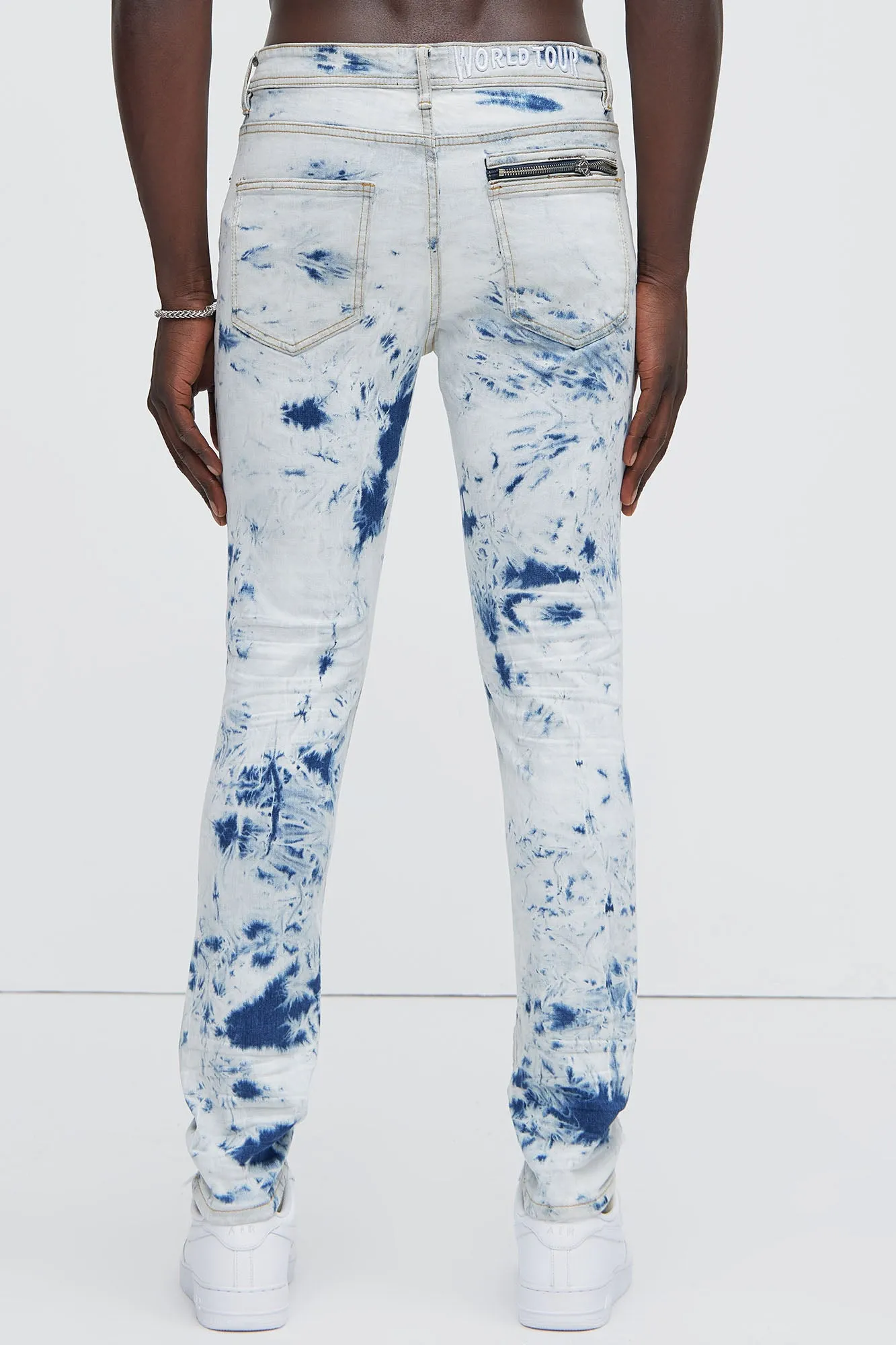 Drop It Bleached Stacked Skinny Jeans - Bleach Blue Wash