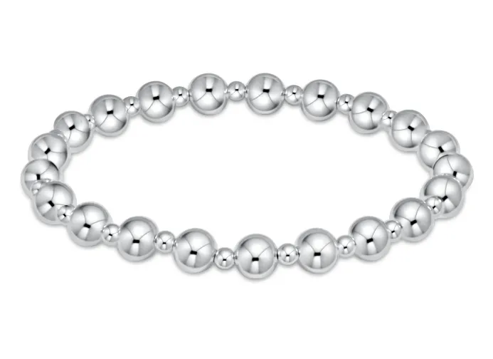 E Newton Classic Grateful Pattern Bead Bracelet - Sterling