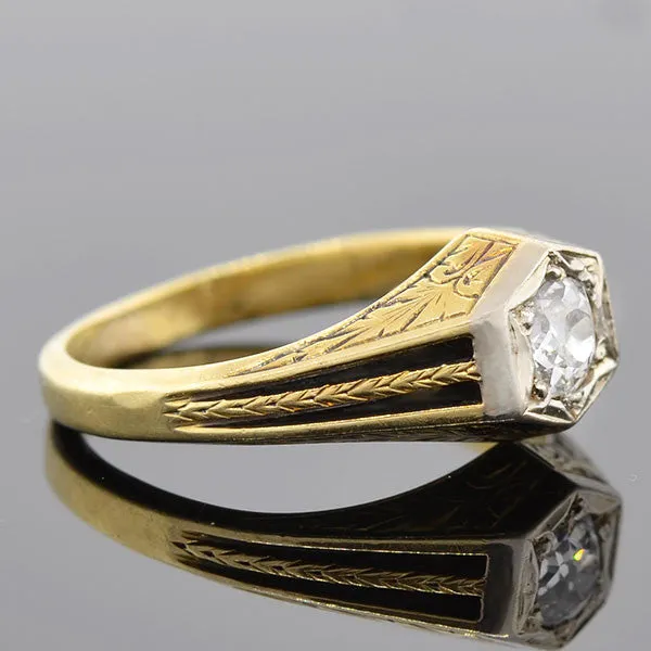 Edwardian 15kt Mixed Metals Diamond Engagement Ring 0.35ct