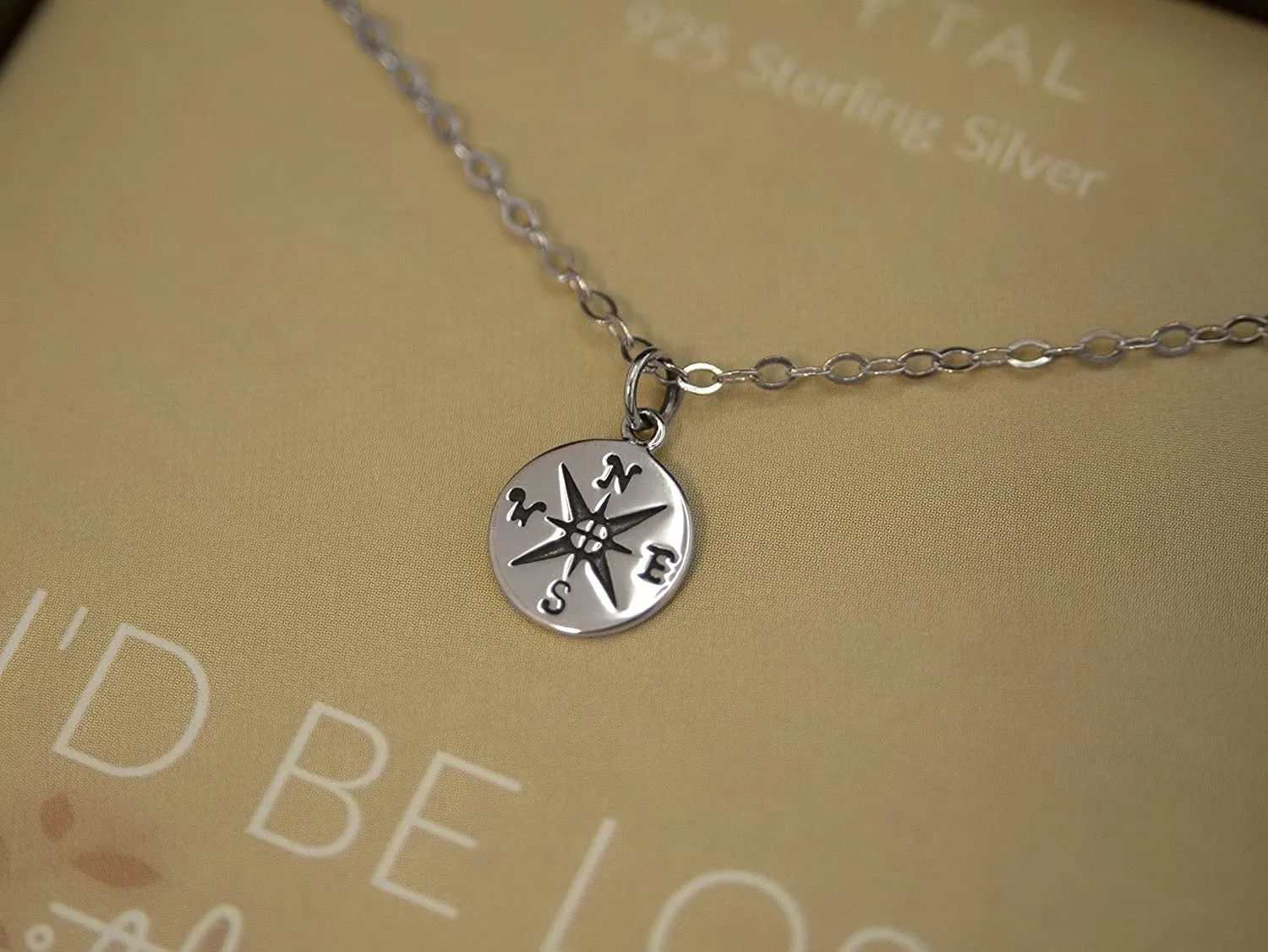 EFYTAL Necklace Gift for Girlfriend / Wife, Sterling Silver Cute I Love You Compass Heart Jewelry For Her, I'd Be Lost Without You Valentines Day, Romantic Anniversary Birthday Gift Ideas