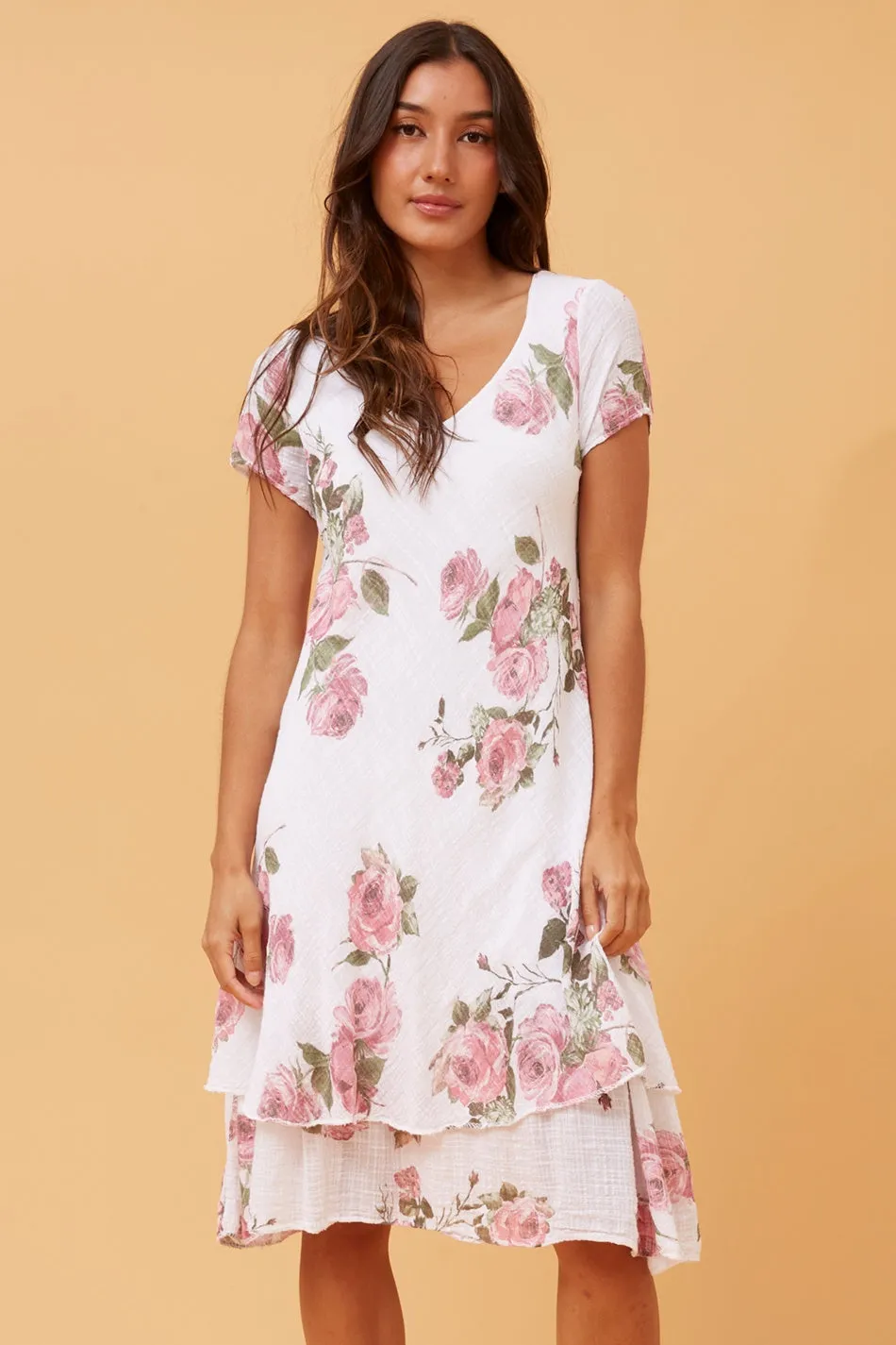 ELECTRA DOUBLE LAYER FLORAL DRESS