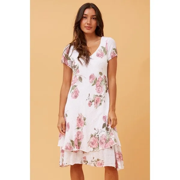 ELECTRA DOUBLE LAYER FLORAL DRESS