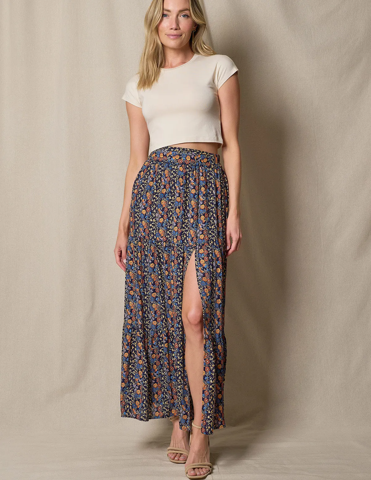 Eva Maxi Skirt - Blue Floral