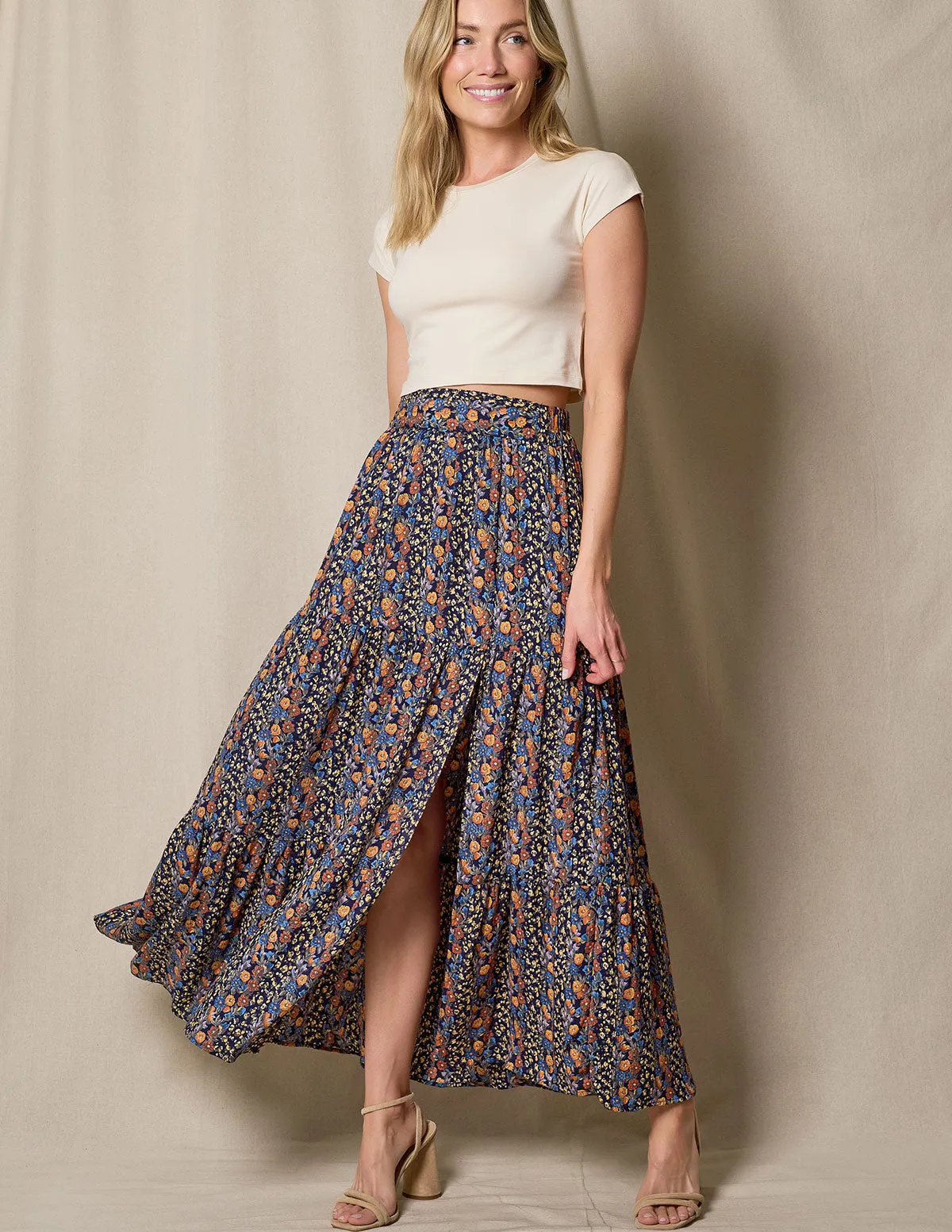 Eva Maxi Skirt - Blue Floral