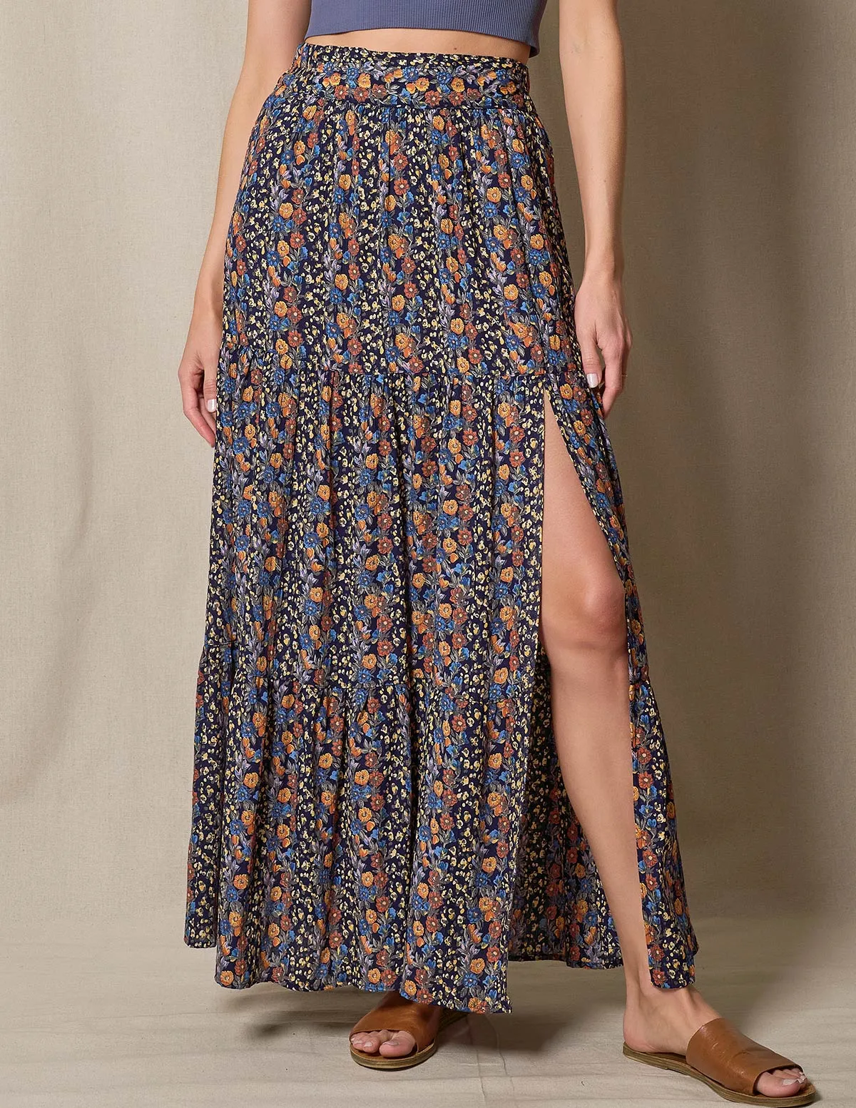 Eva Maxi Skirt - Blue Floral