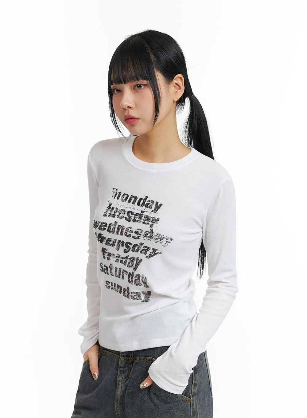 Everyday Graphic Lettering Slim Fit Long Sleeve CJ411