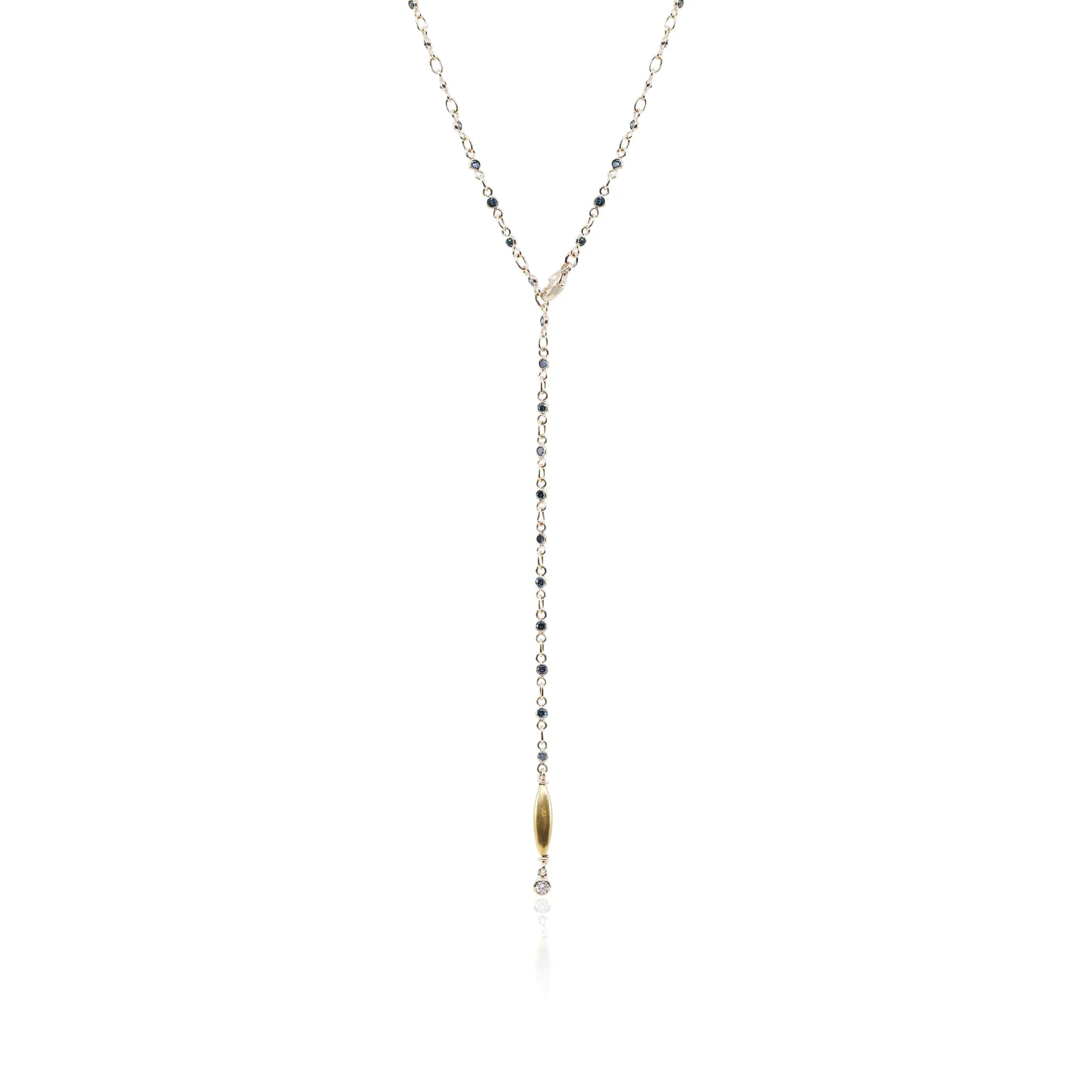 EXCLUSIVELY BY NINA 14K YELLOW GOLD BLUE DIAMOND Y NECKLACE