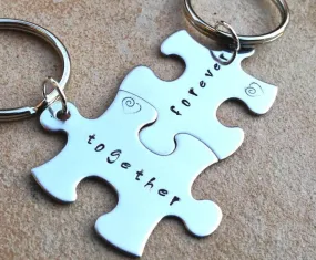 Fathers Day Gift,Puzzle key chains, love key chains, together forever, just married,bride and groom, custom key chains, puzzle, personalized