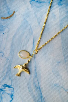 Fly Free Birdie Gold Plated Statement Sterling Silver Pendant Necklace