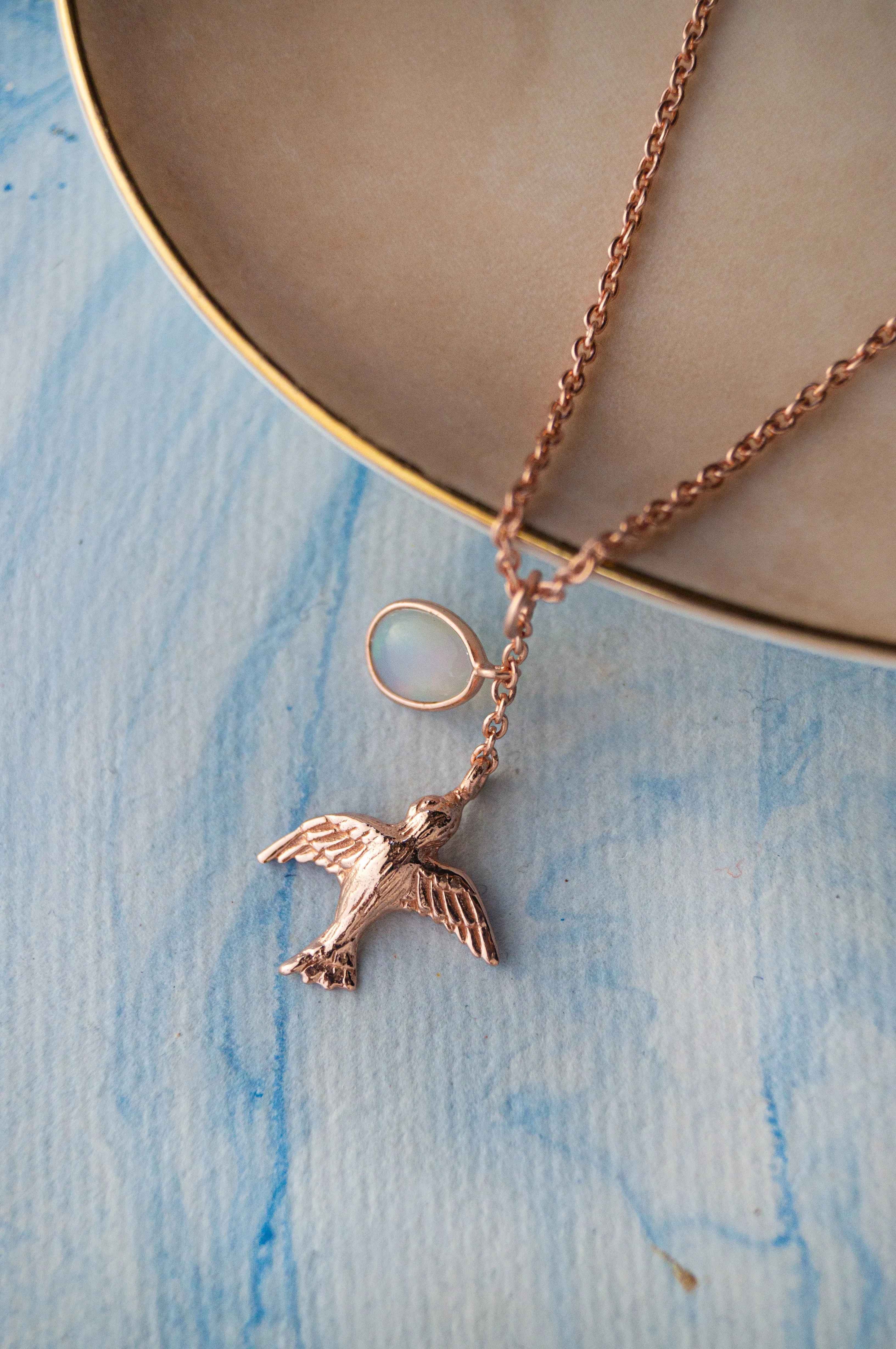 Fly Free Birdie Gold Plated Statement Sterling Silver Pendant Necklace