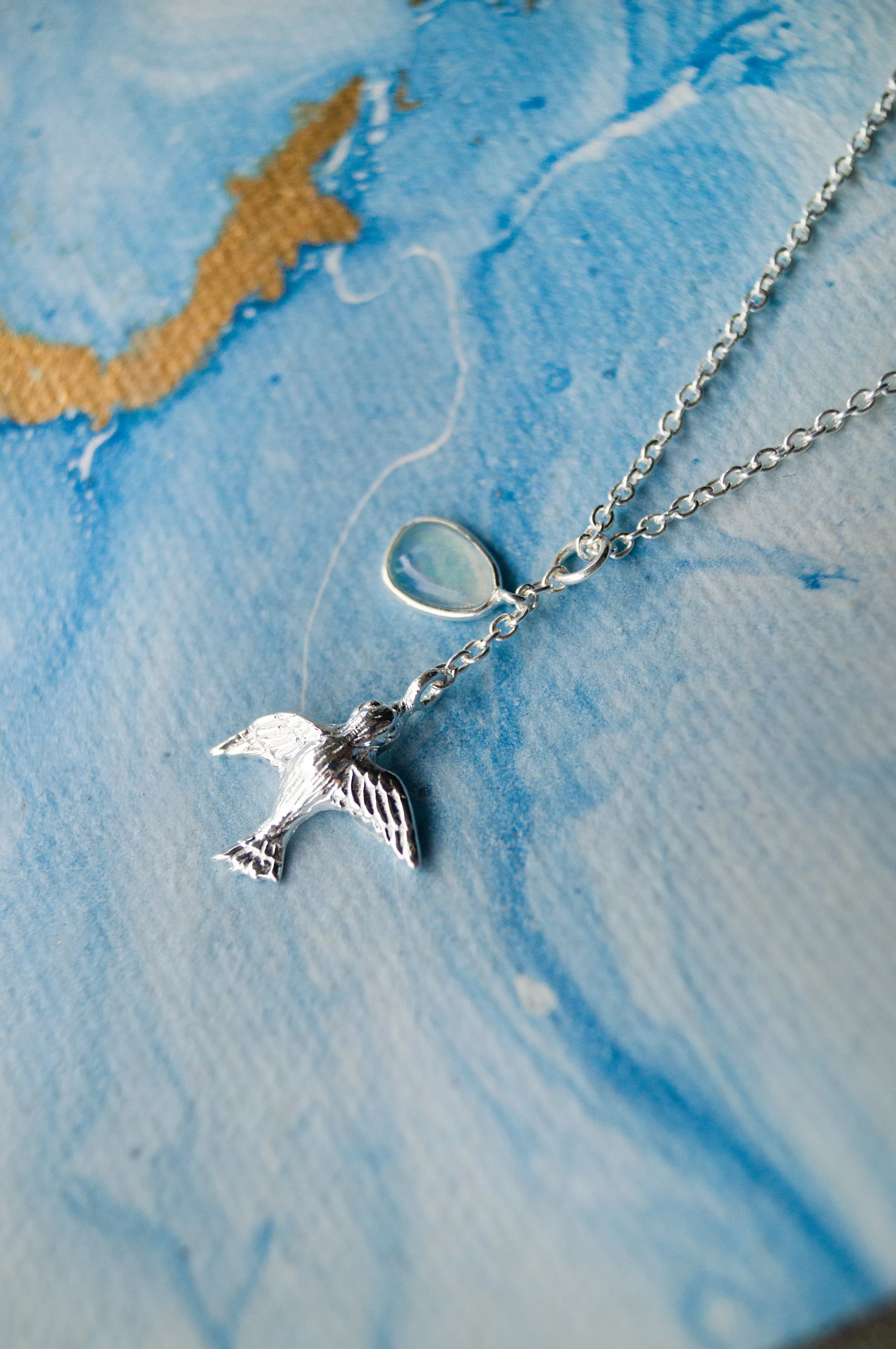 Fly Free Birdie Gold Plated Statement Sterling Silver Pendant Necklace