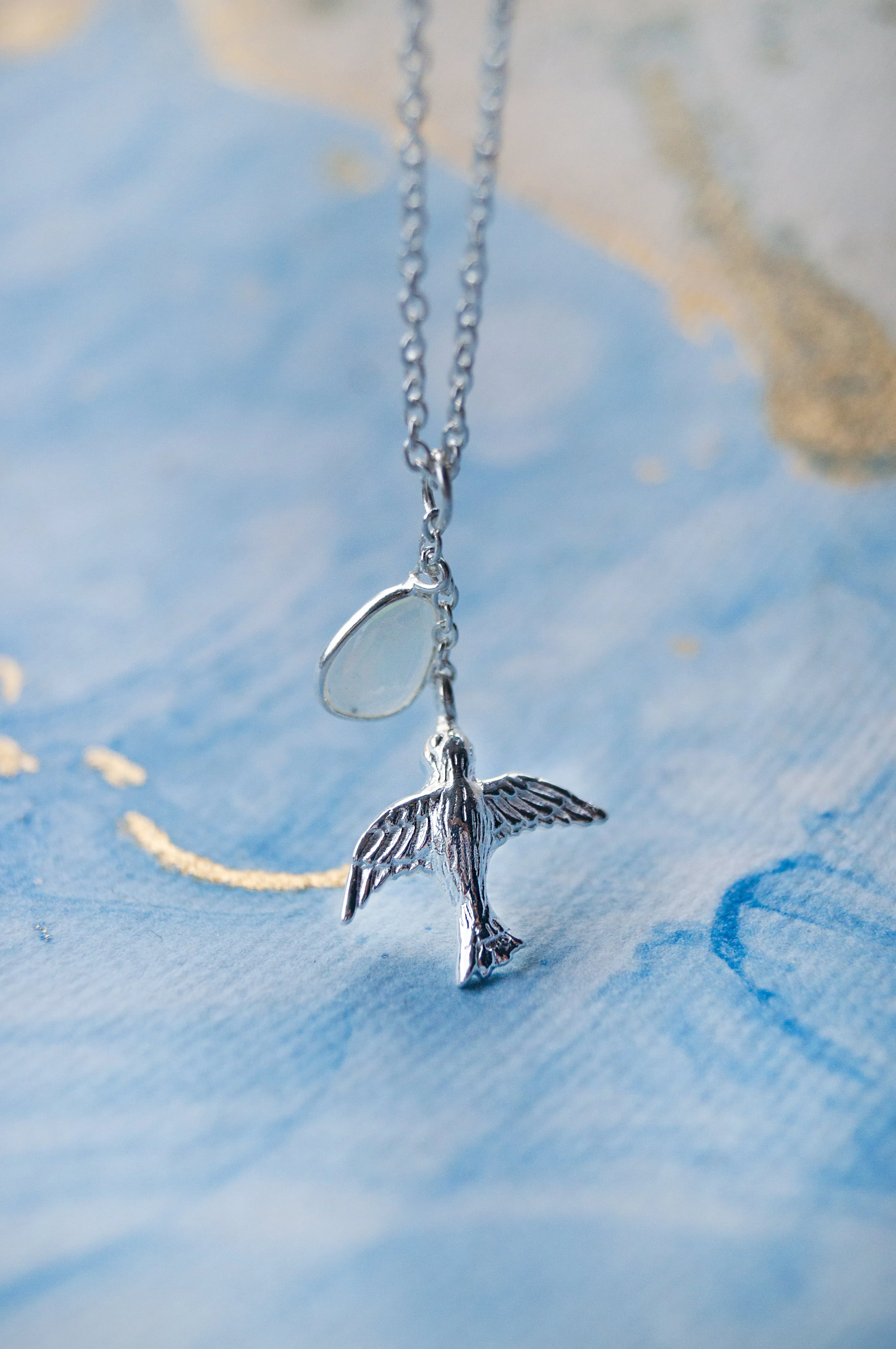 Fly Free Birdie Gold Plated Statement Sterling Silver Pendant Necklace