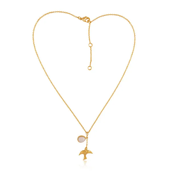 Fly Free Birdie Gold Plated Statement Sterling Silver Pendant Necklace