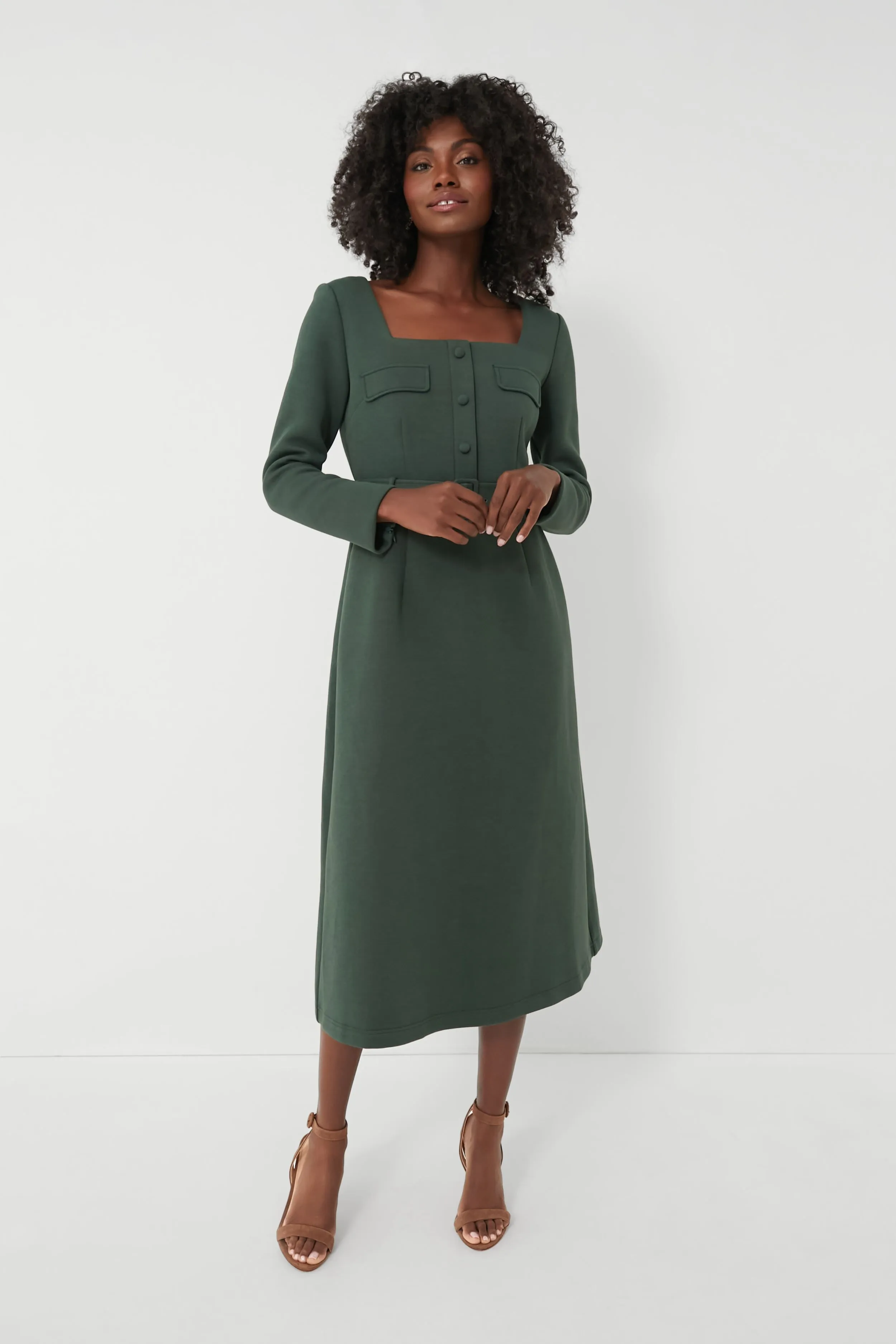 Forest Green Long Sleeve Elle Dress