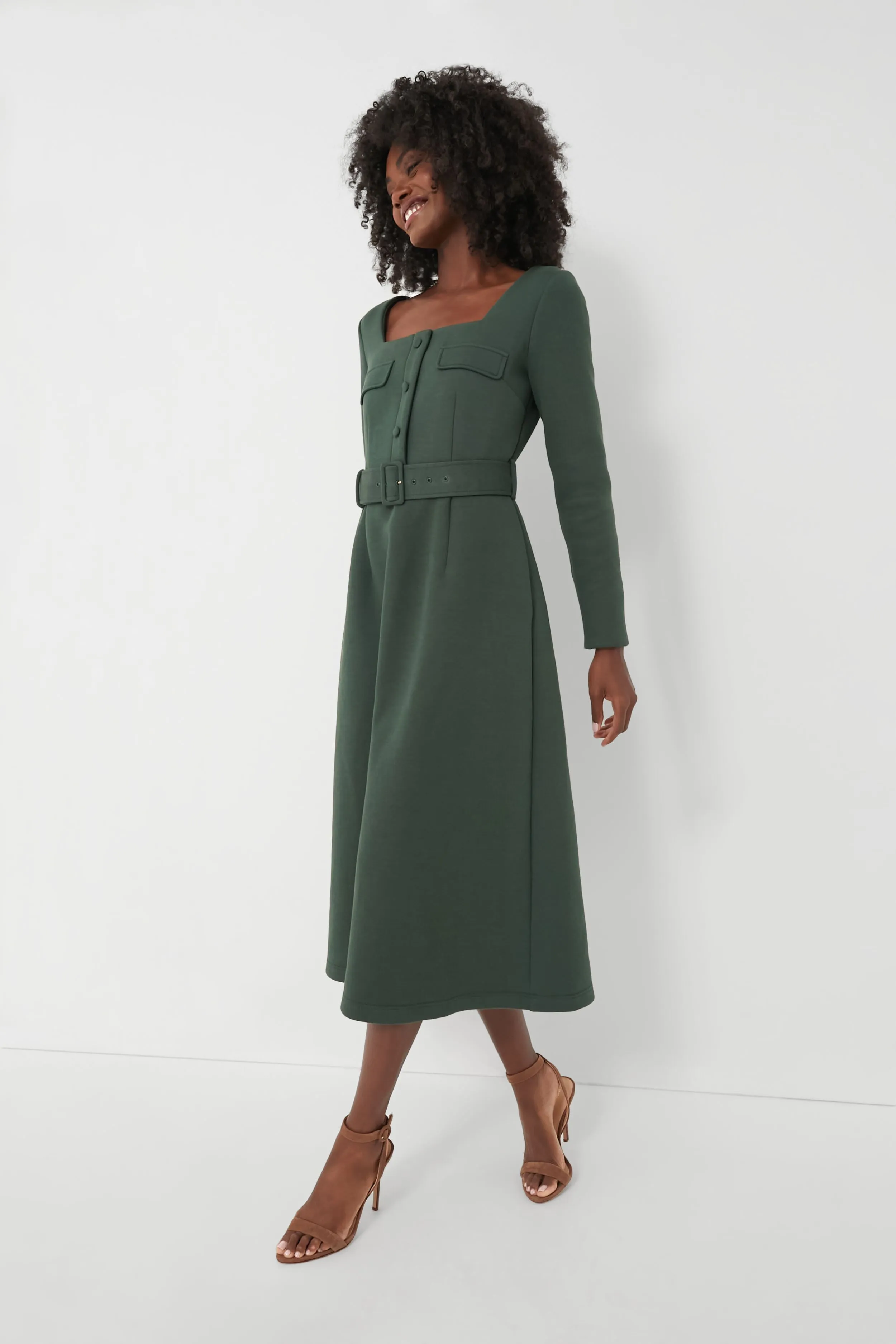 Forest Green Long Sleeve Elle Dress