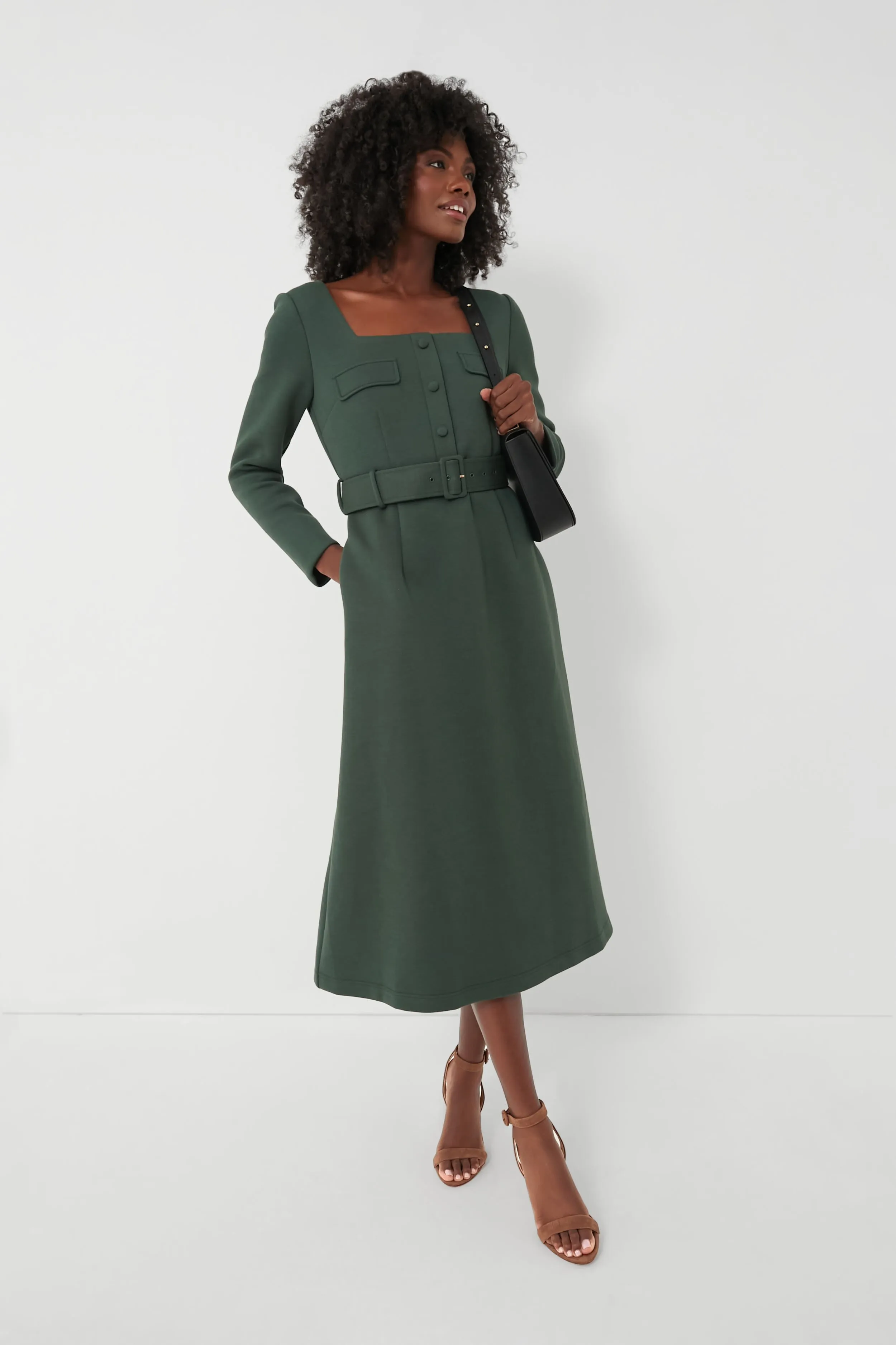 Forest Green Long Sleeve Elle Dress