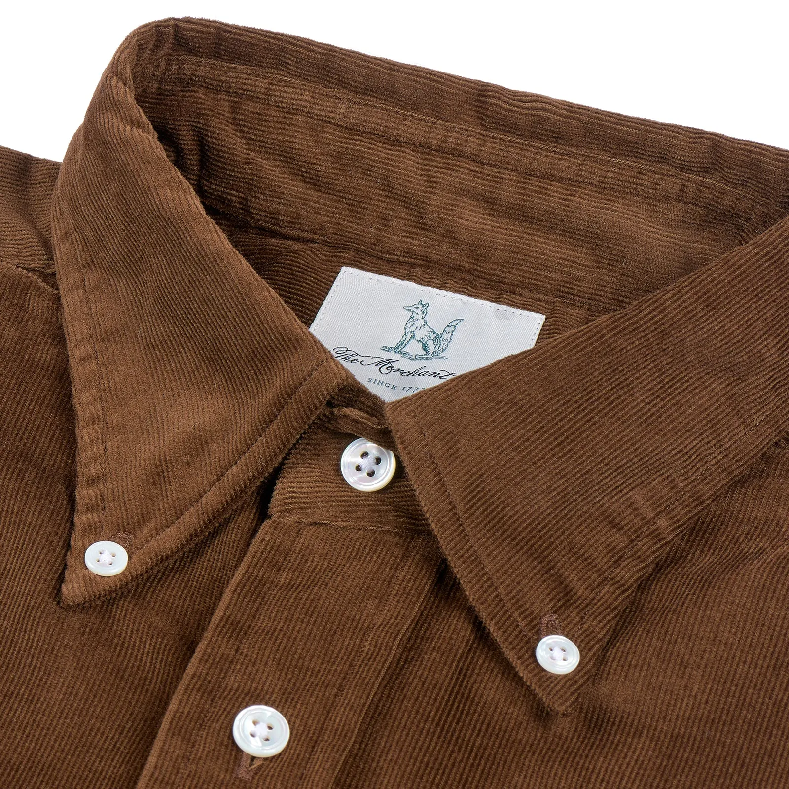 Fox Needlecord Chocolate Brown Button-Down Casual Shirt