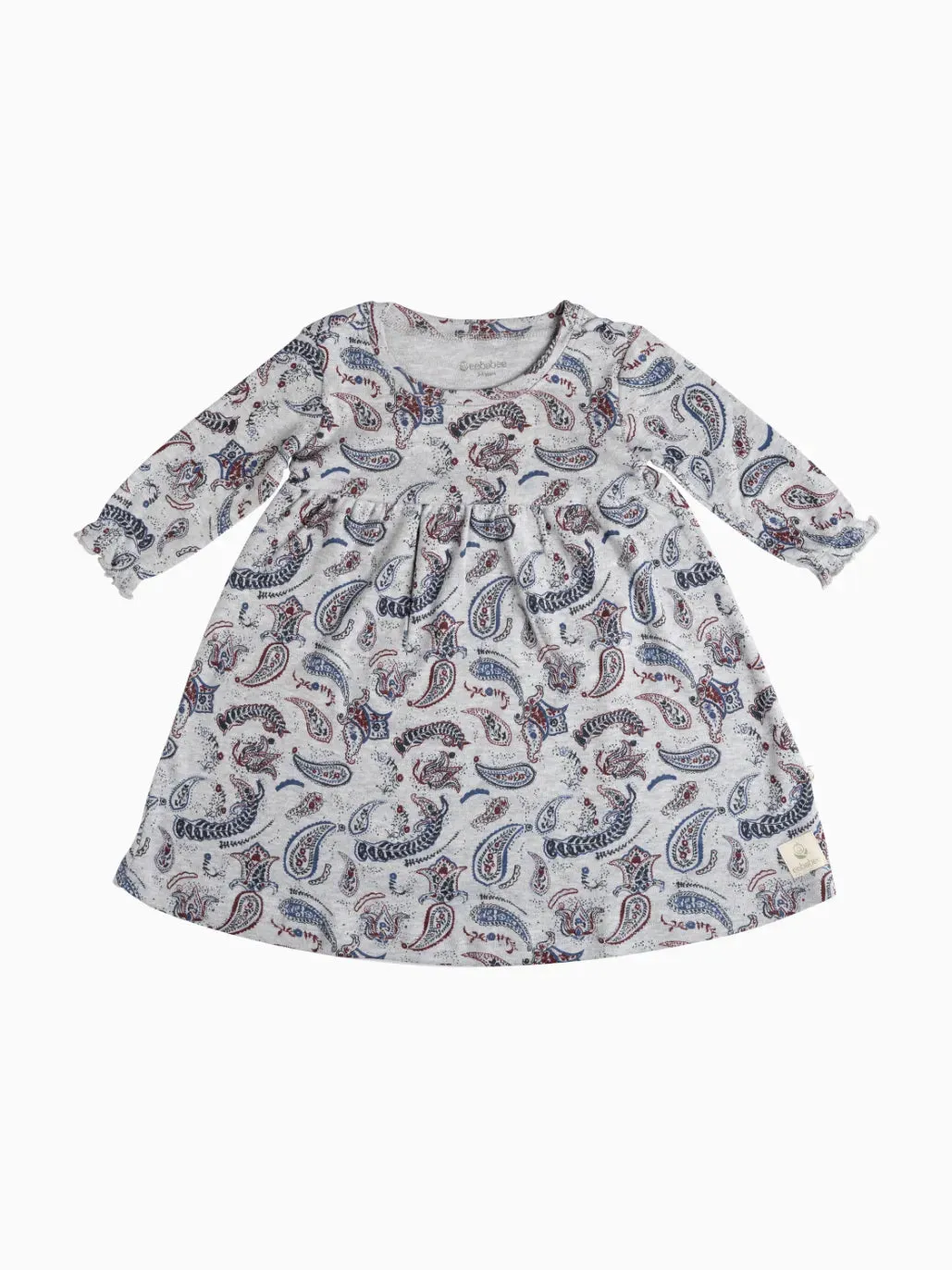 Full sleeve graphic pattern in grey floral gown for baby girl