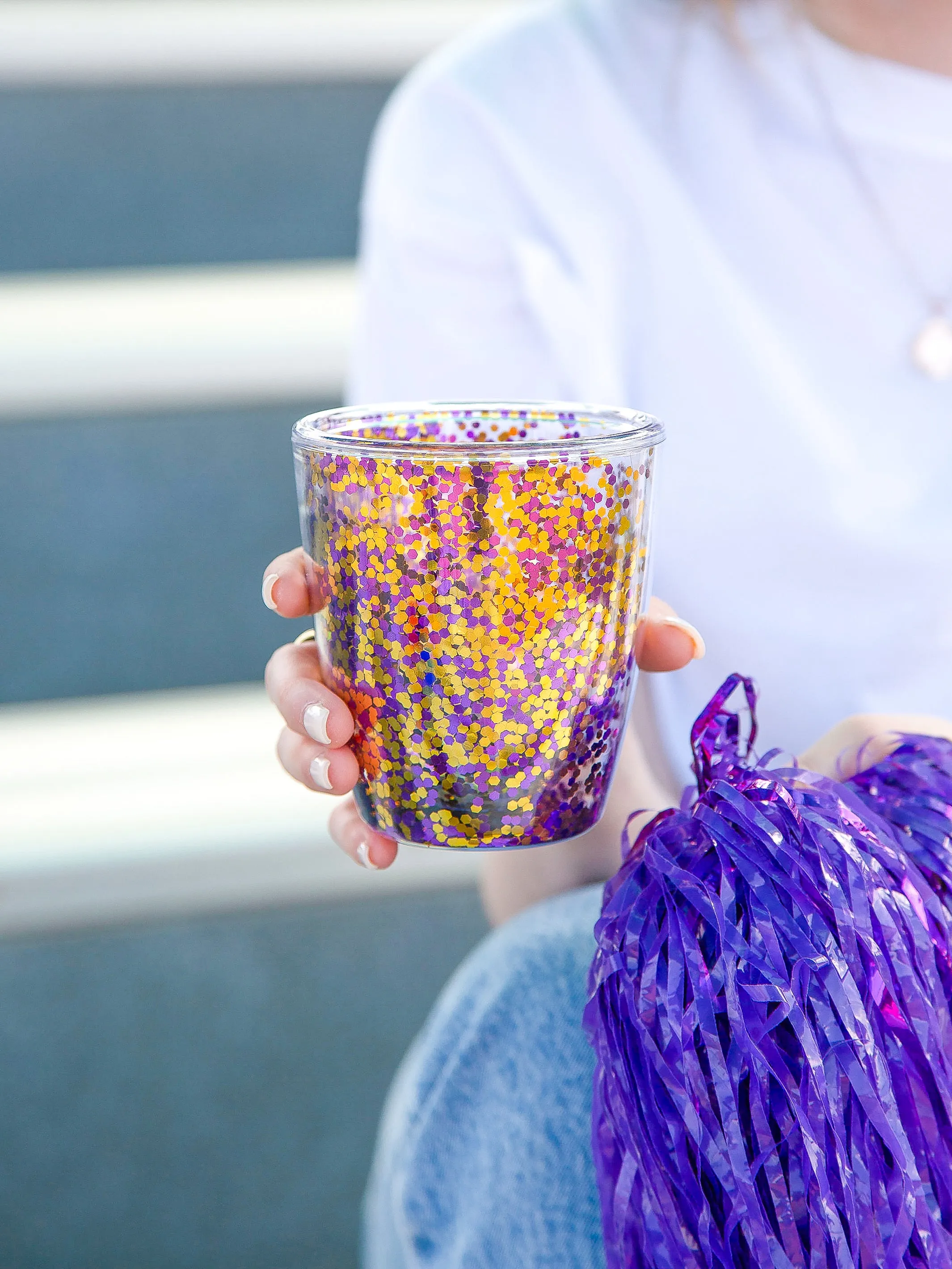 Gameday Glitter Acrylic Tumbler | Purple   Gold