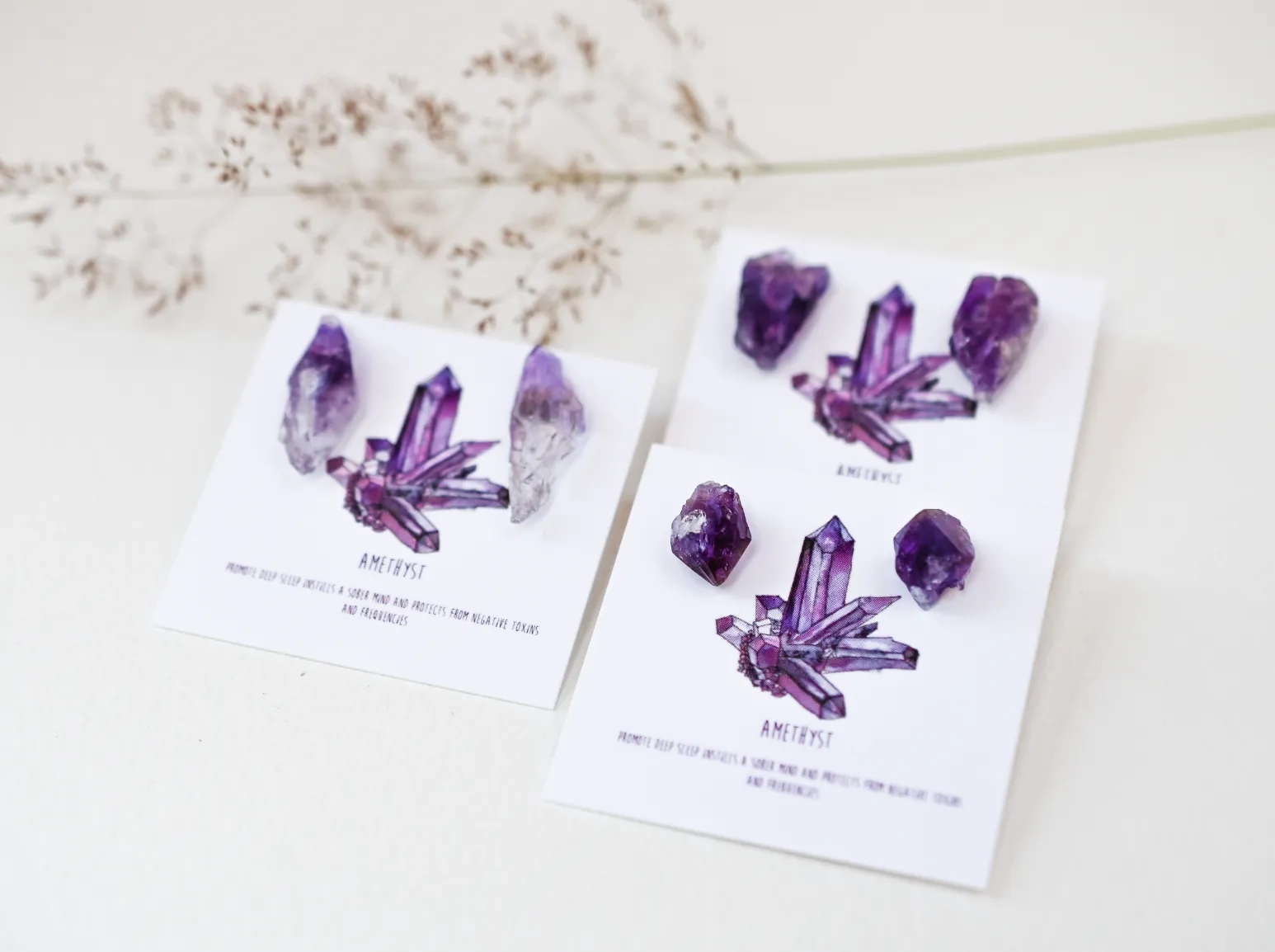 Gemstone Studs - Purple Amethyst