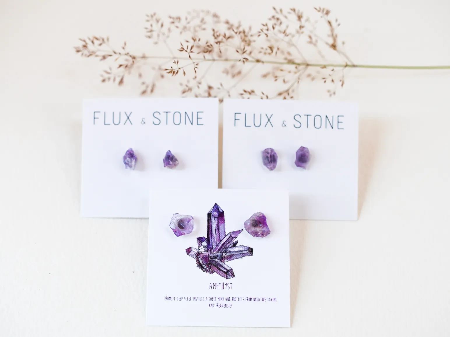 Gemstone Studs - Purple Amethyst