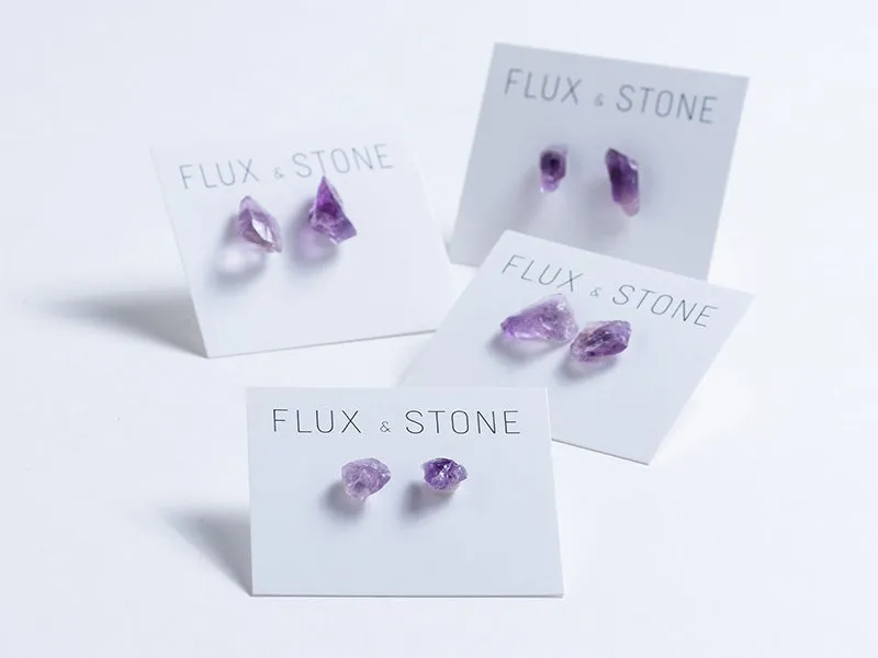 Gemstone Studs - Purple Amethyst