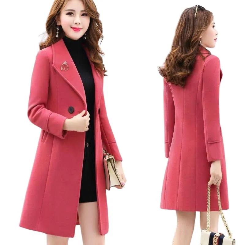 GLORIA Design Women's Fine Fashion Cinnamon Brown Elegant Luxury Style Designer Wool Coat